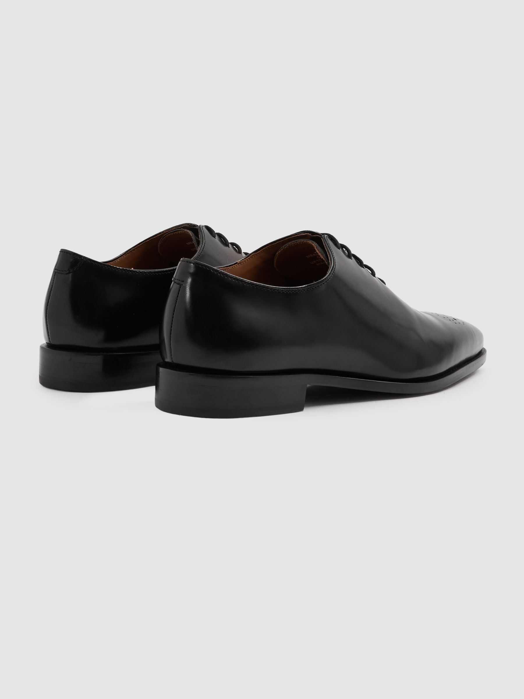 Leather Brogue Detail Lace-Up Shoes in Black - image 3