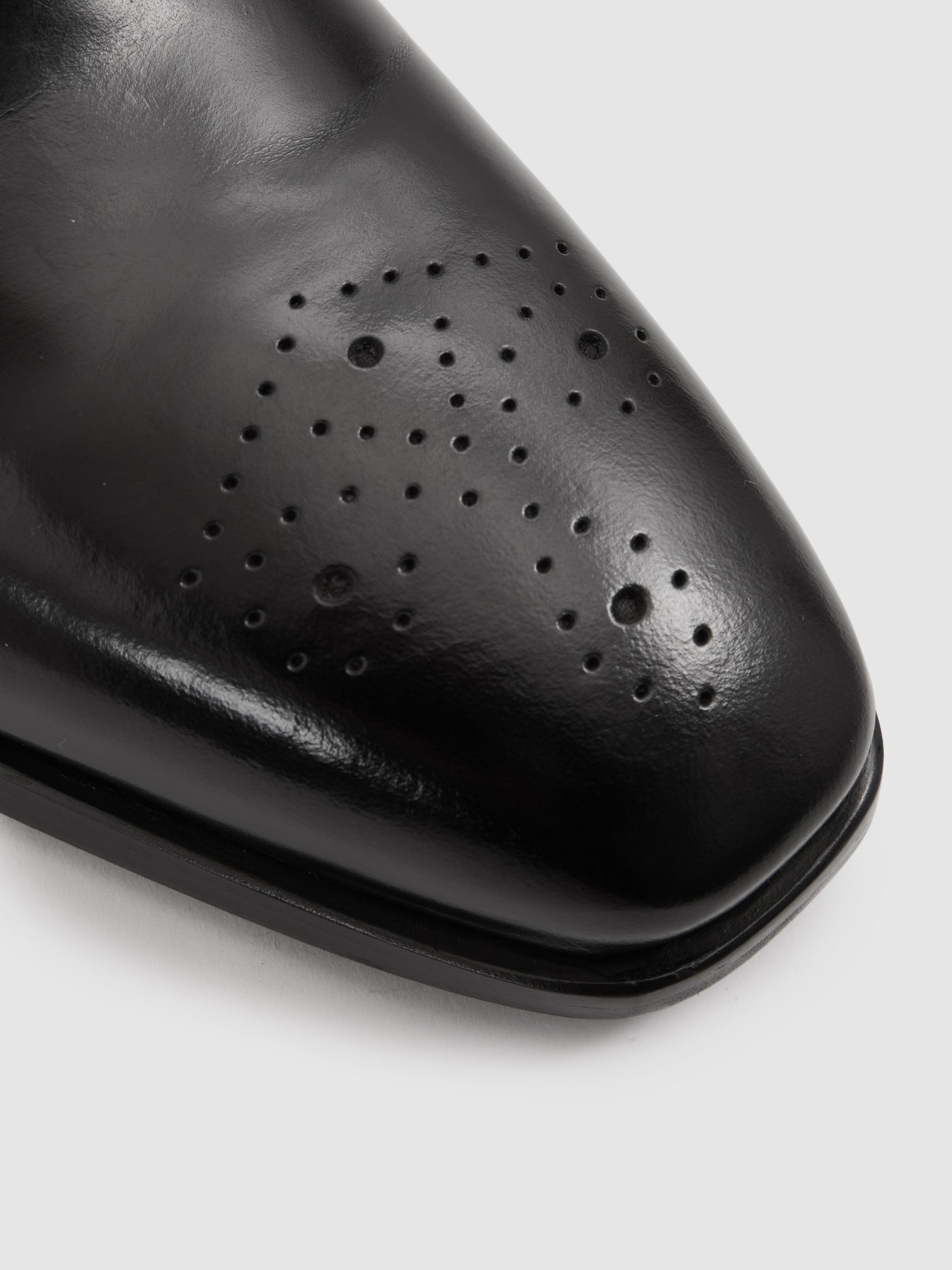 Leather Brogue Detail Lace-Up Shoes in Black - image 4