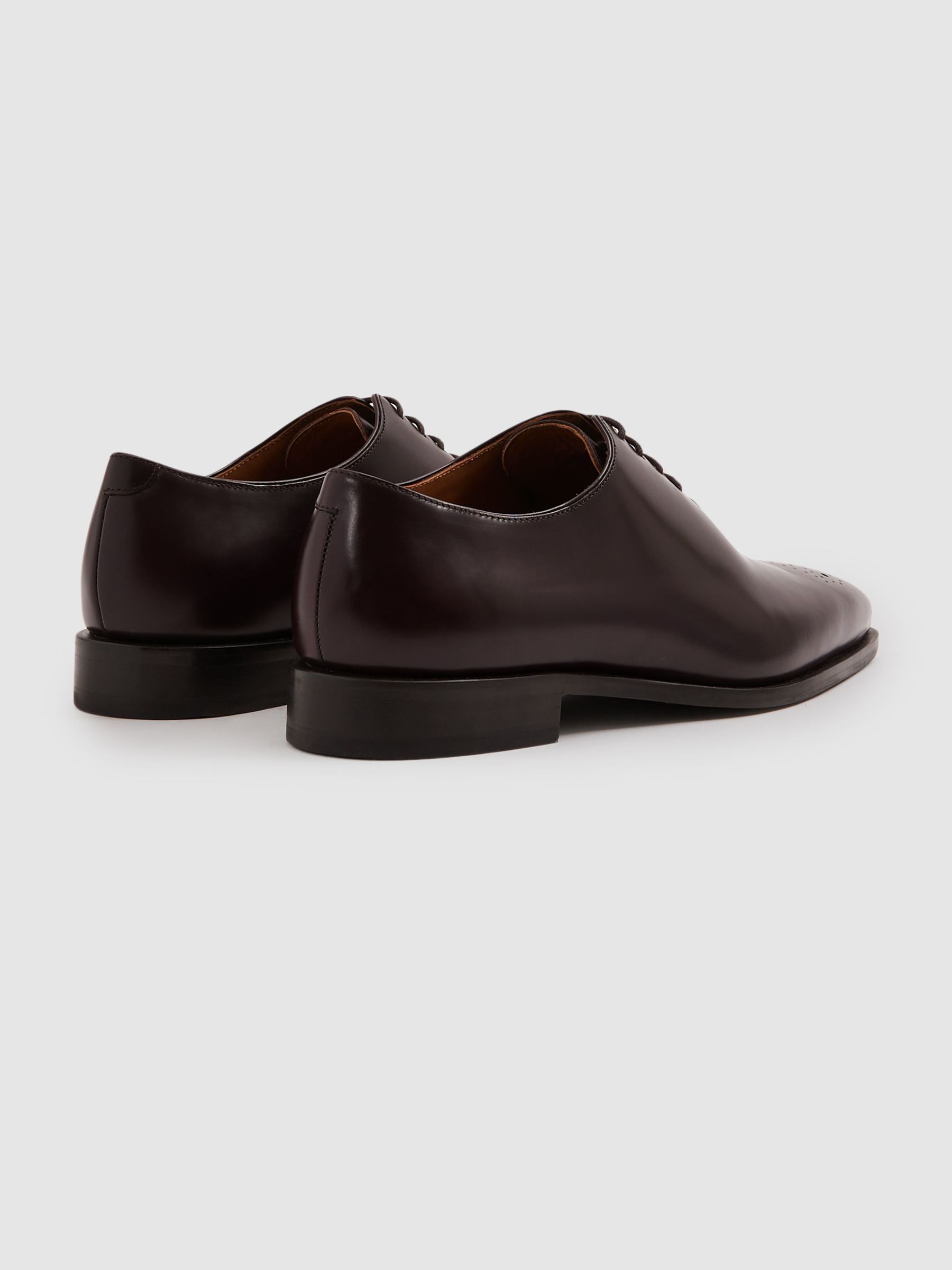 Leren Brogue Detail Vetersluiting Schoenen in Oxblood - Image 3 of 5