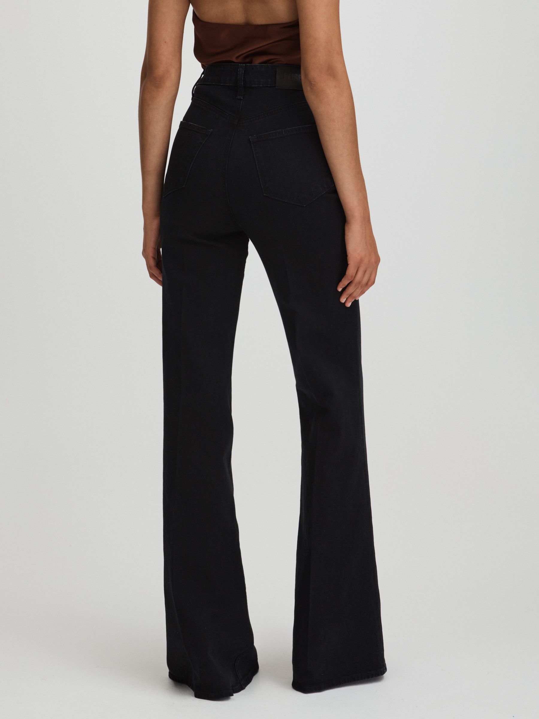 Paige High Rise Flared Jeans in Midnight Raven - Image 4 of 5