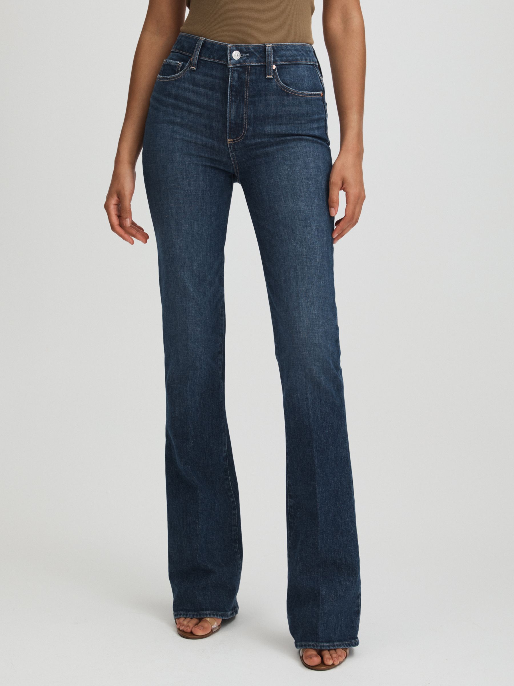 High Rise Laurel Ancient Blue Paige Ancient Blue High Rise Flared Jeans - Image 1 of 5