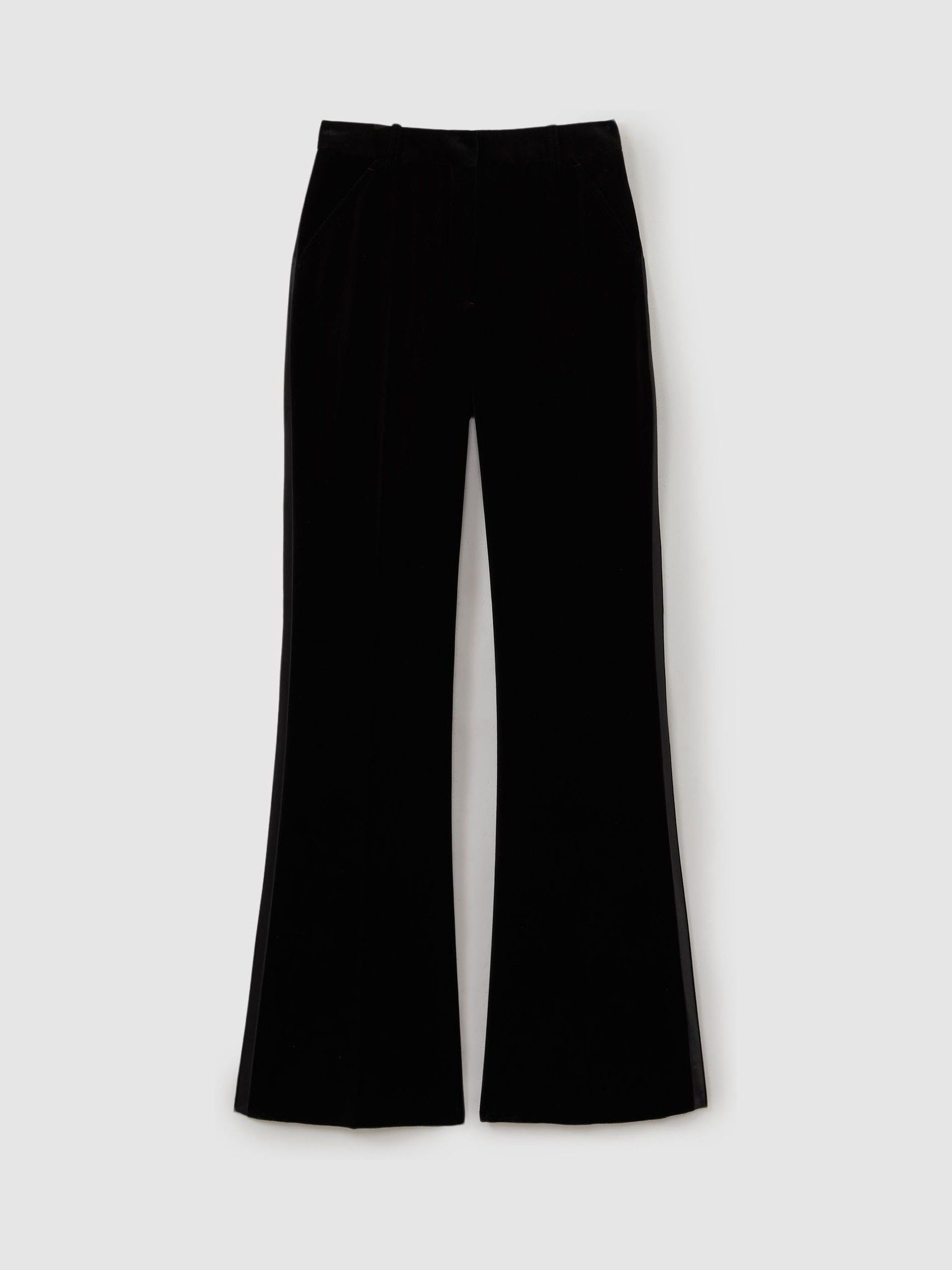 Velvet Flared Suit Trousers in Black - Image 2 of 6