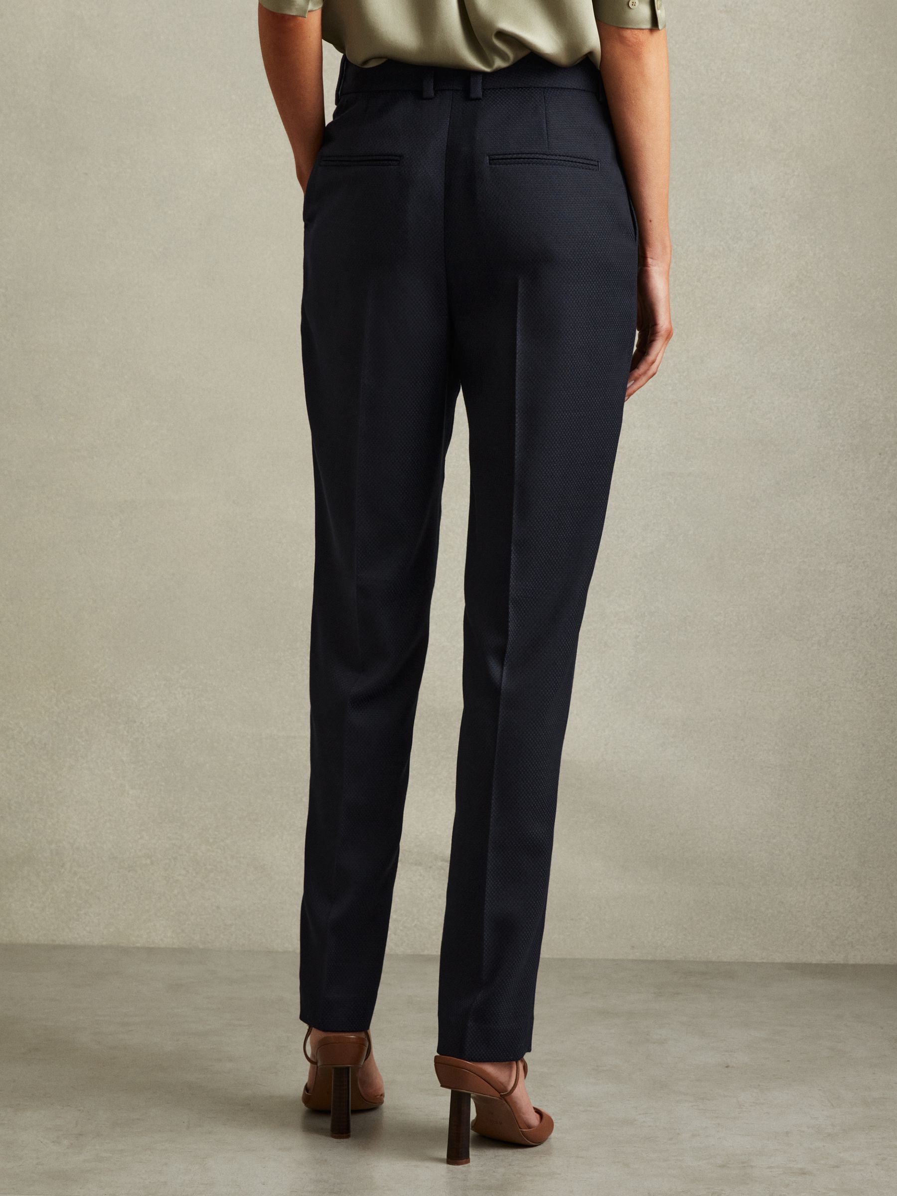Textured Slim Fit Suit Trousers in Navy - Image 4 of 6