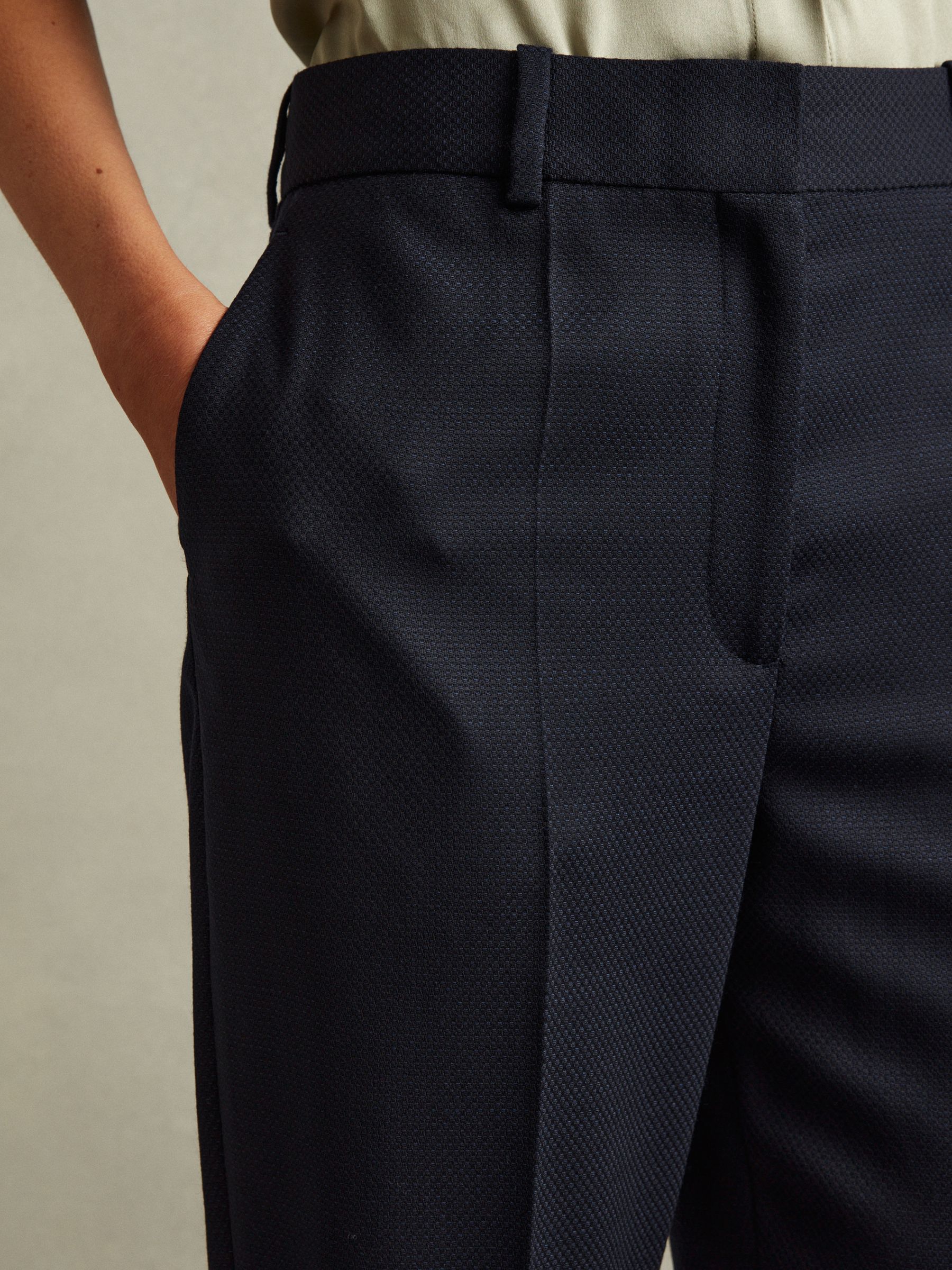 Textured Slim Fit Suit Trousers in Navy - Image 6 of 6