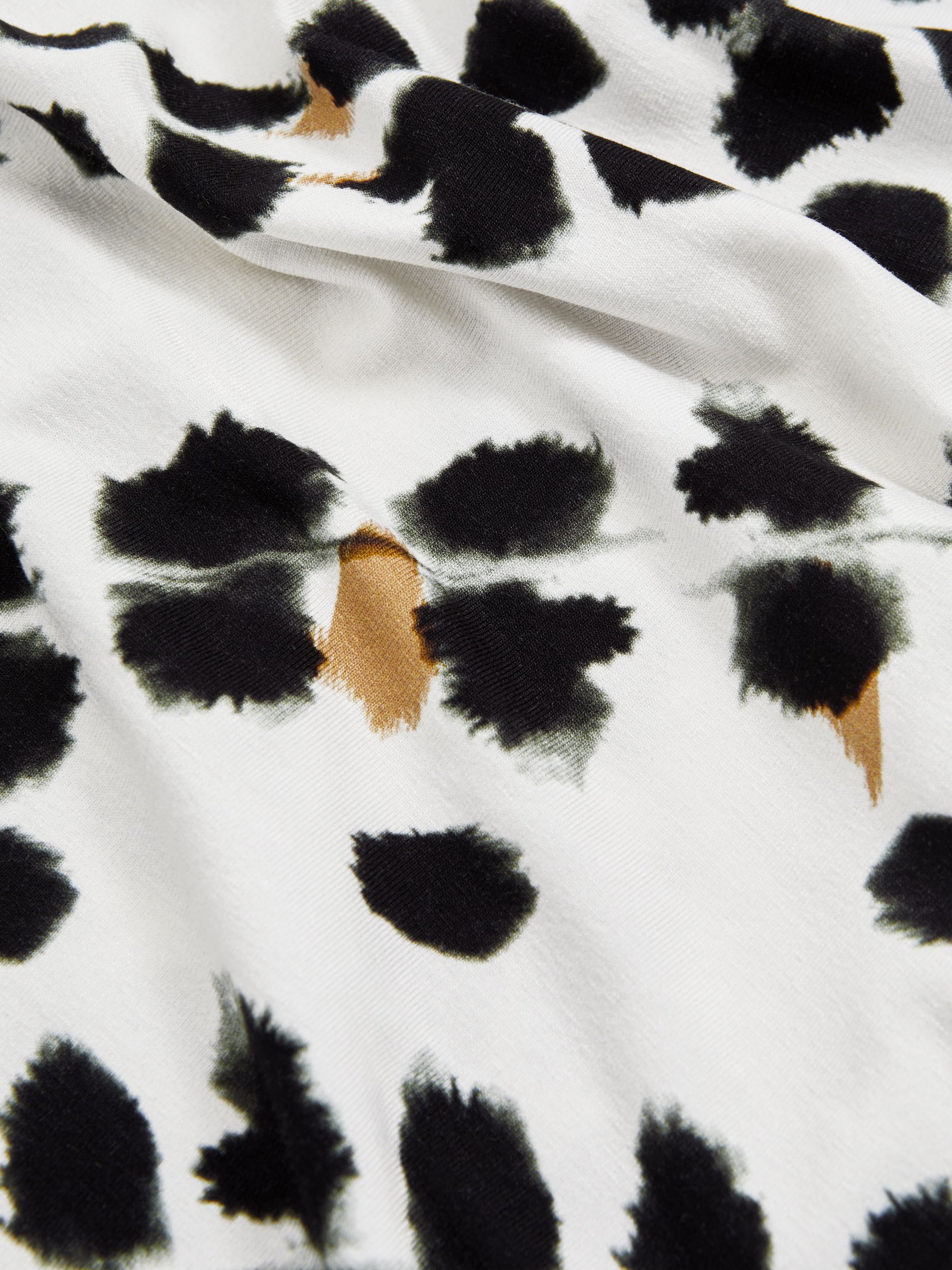 Vanita Black/White Printed Jersey Twist Detail Midi Dress - image 3