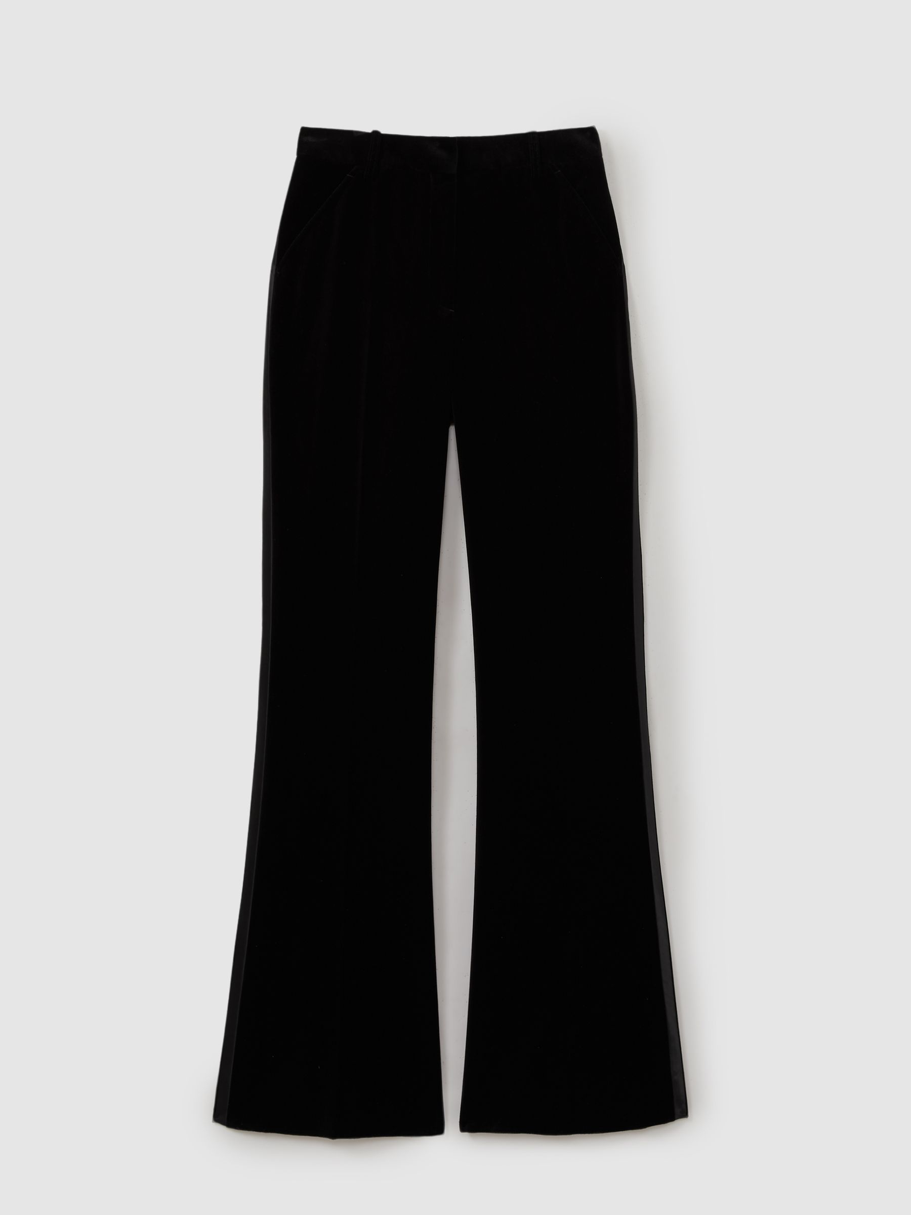Petite Velvet Flared Suit Trousers in Black - Image 2 of 7