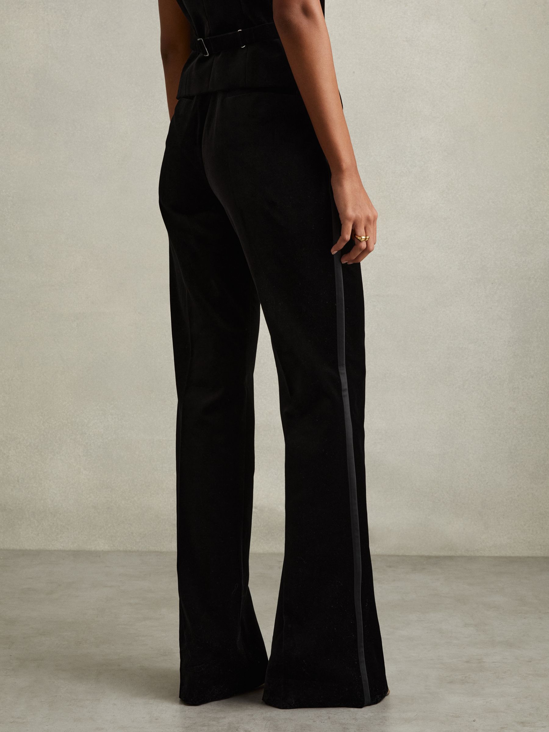 Petite Velvet Flared Suit Trousers in Black - Image 5 of 7