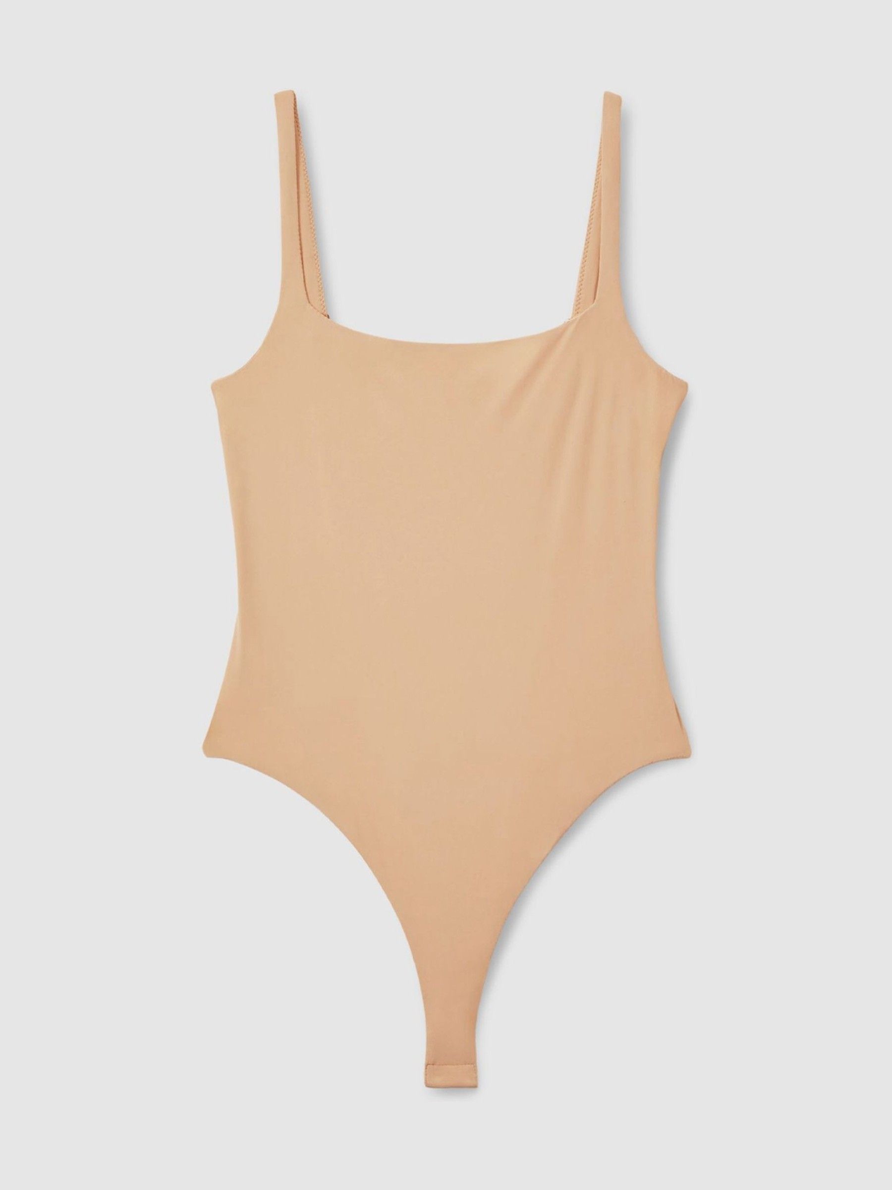Seamless Square Neck Thong Bodysuit in Neutral - Image 2 of 6