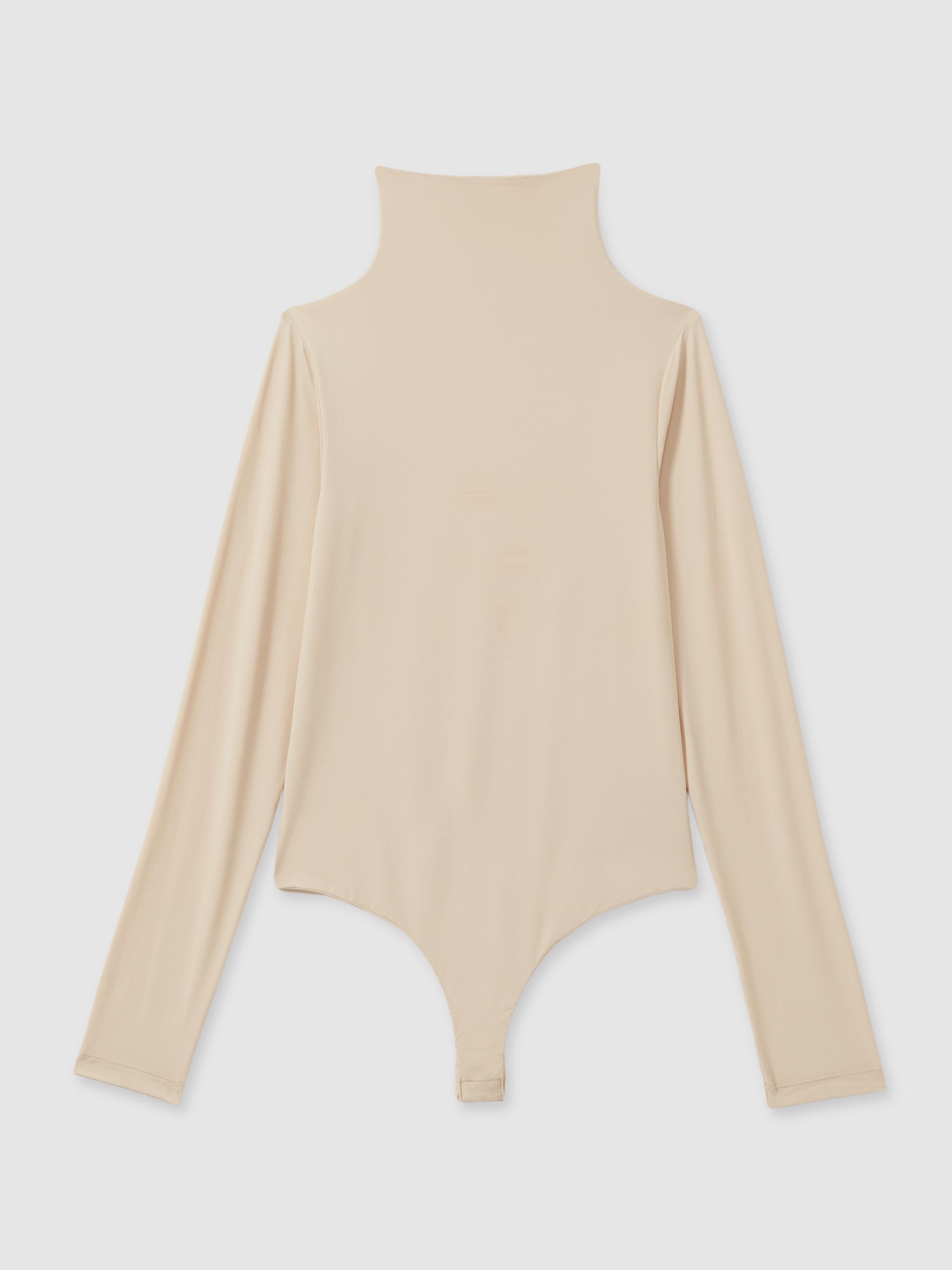 Alba Neutral Seamless Funnel Neck Thong Bodysuit - Image 2 of 5
