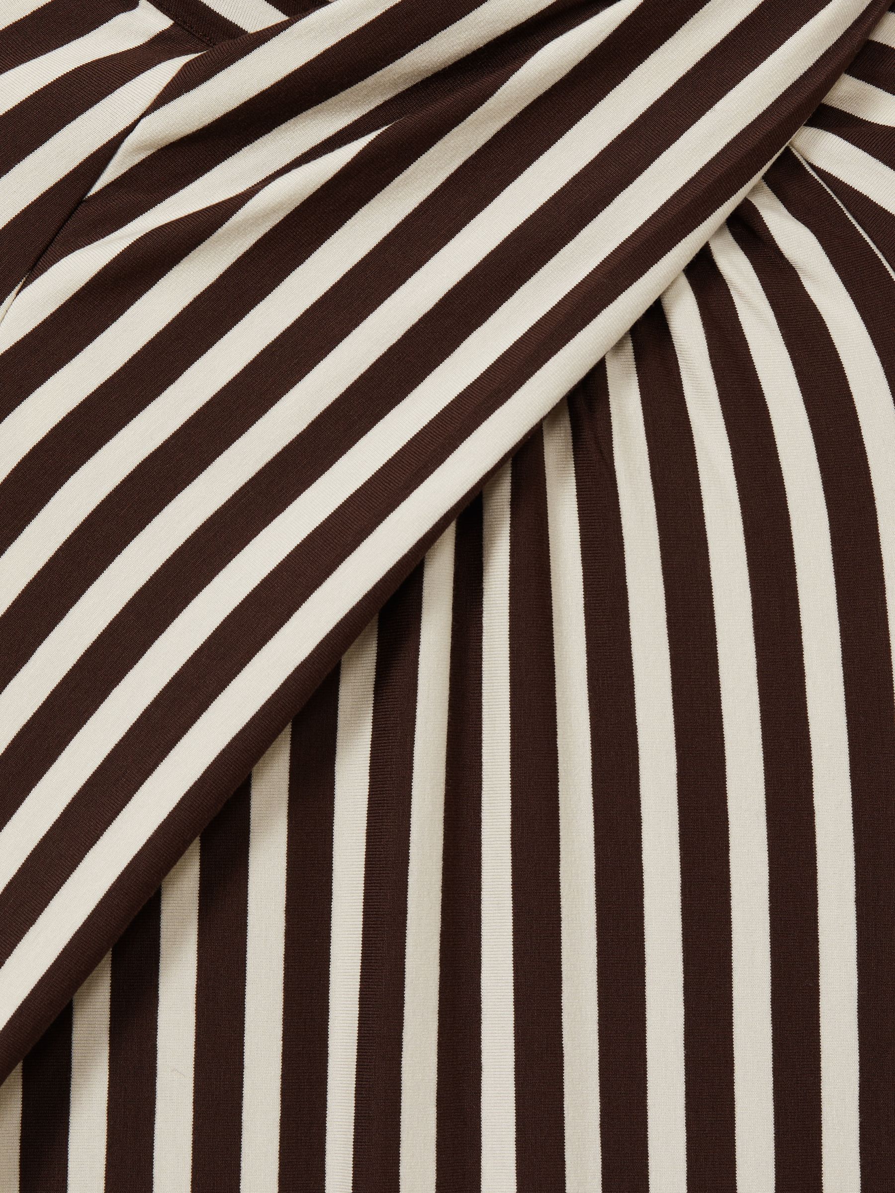 Cat Brown/Cream Striped Jersey Asymmetric Midi Dress - Image 6 of 6