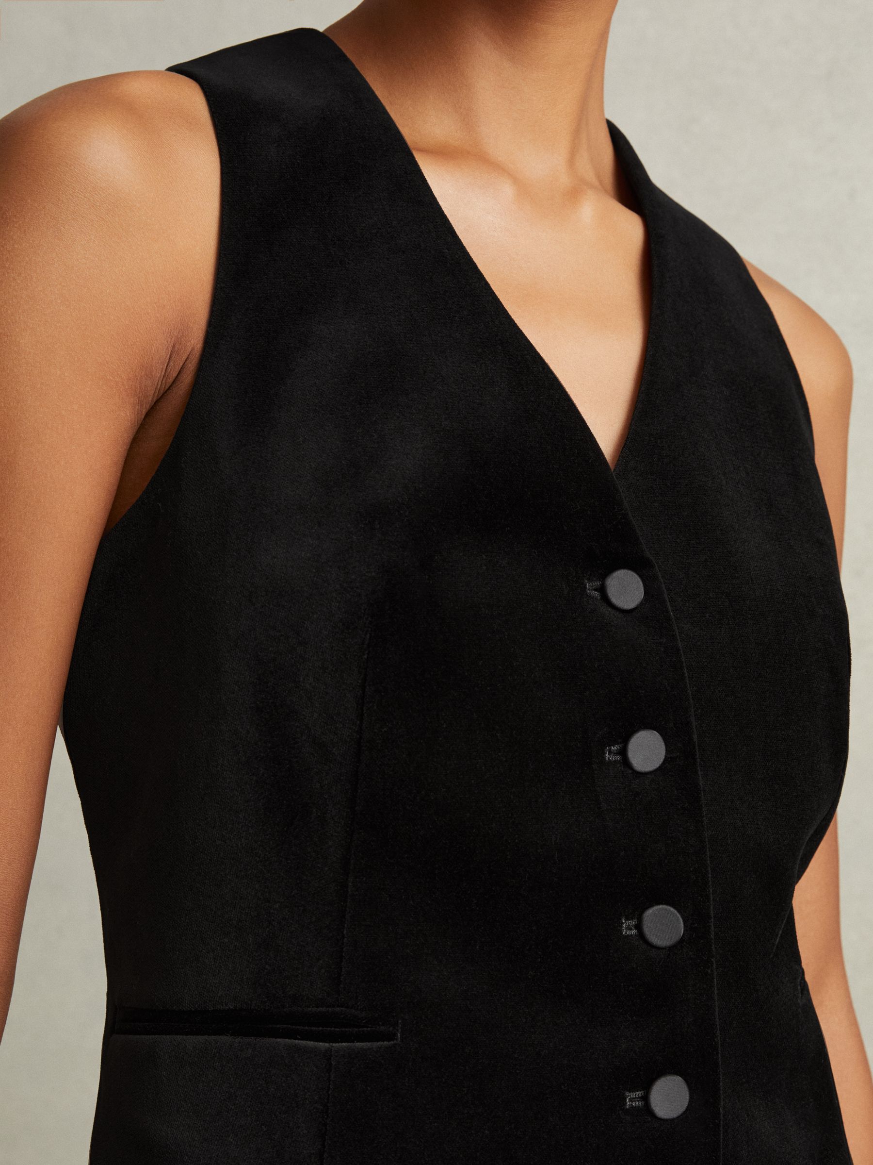 Parisa Black Velvet Single Breasted Suit Waistcoat - Image 3 of 6