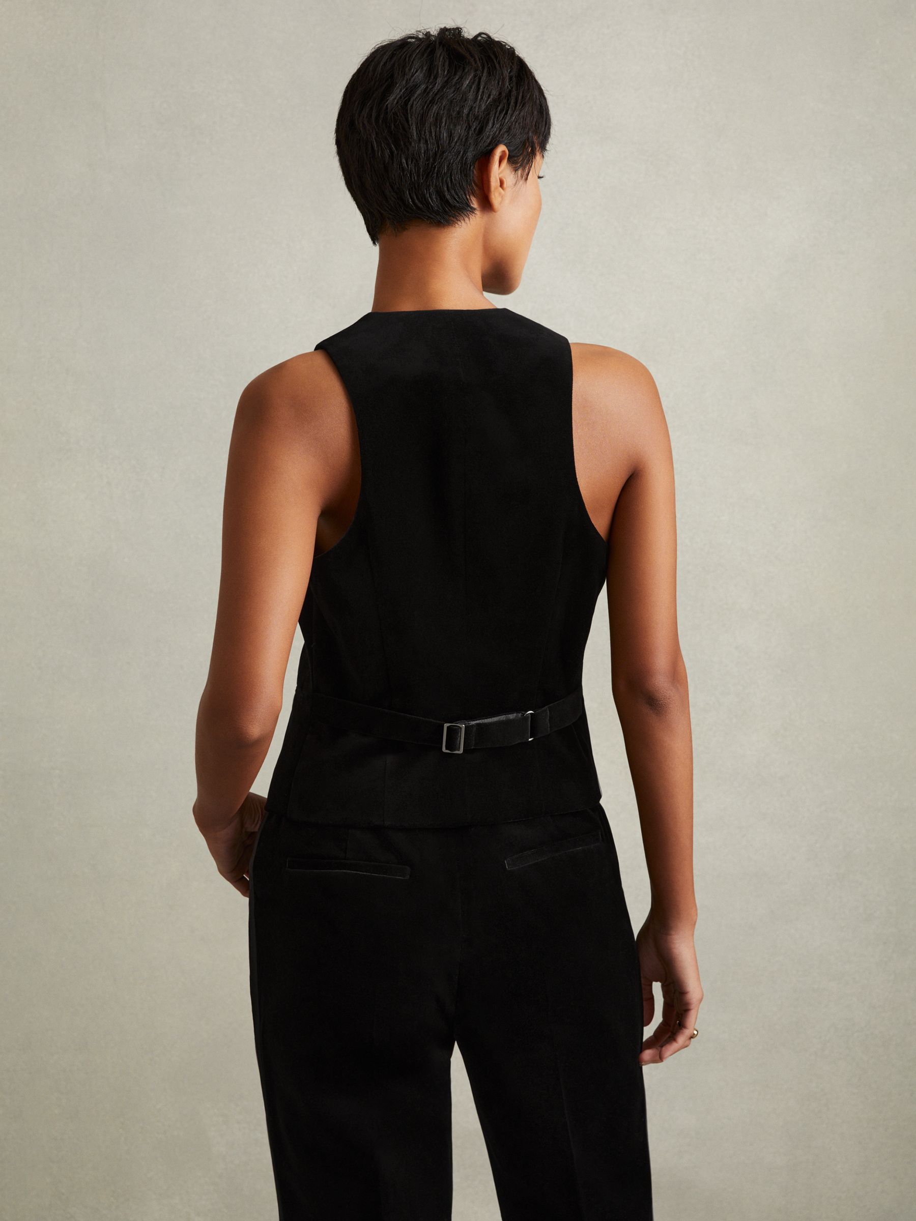 Parisa Black Velvet Single Breasted Suit Waistcoat - Image 4 of 6