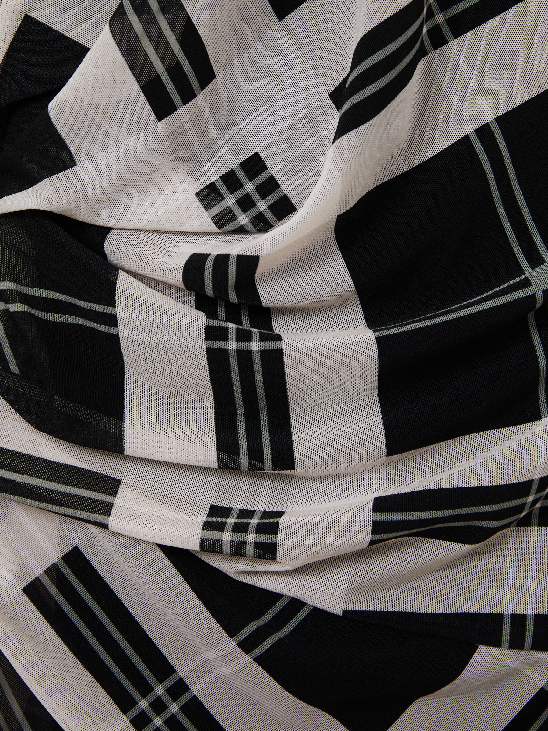 Darla Black/Ivory Checked Ruched Midi Dress - Image 5 of 5
