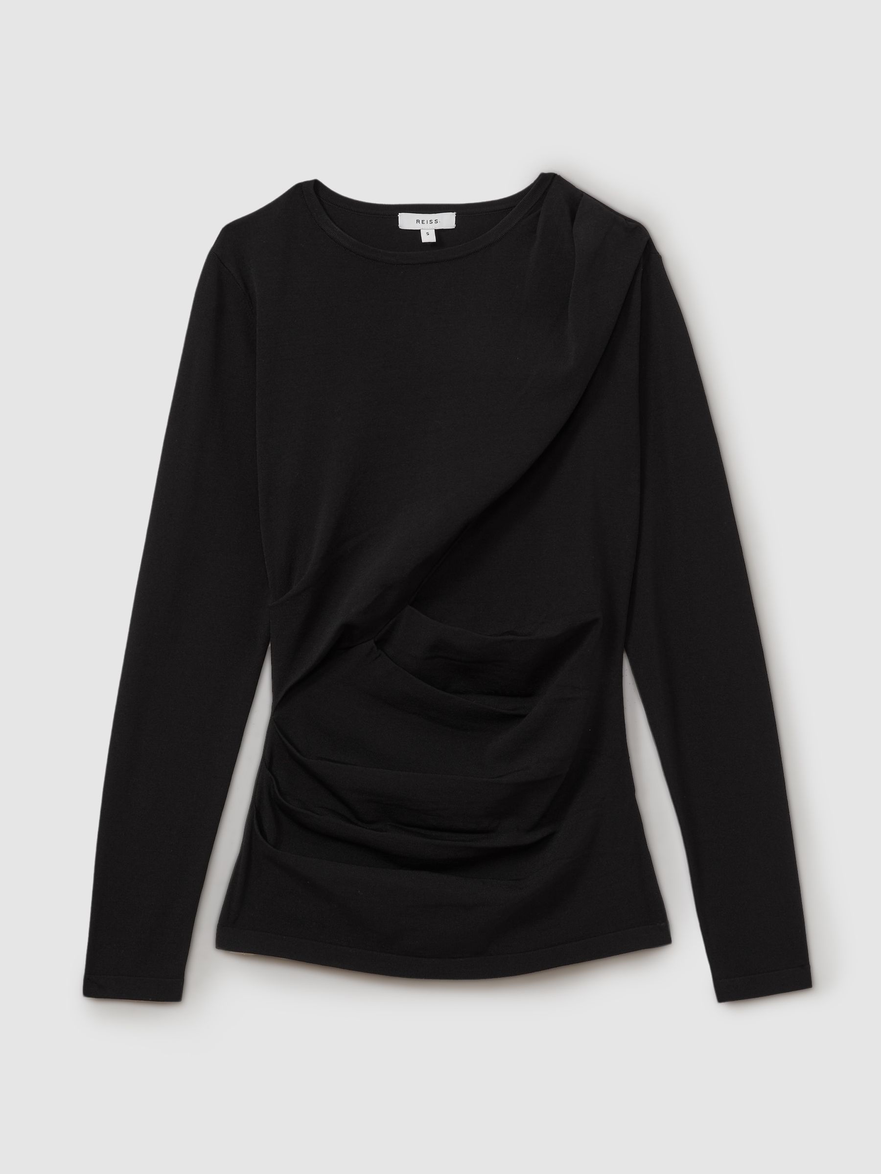 Draped Front Ruched Top in Black - Image 2 of 4
