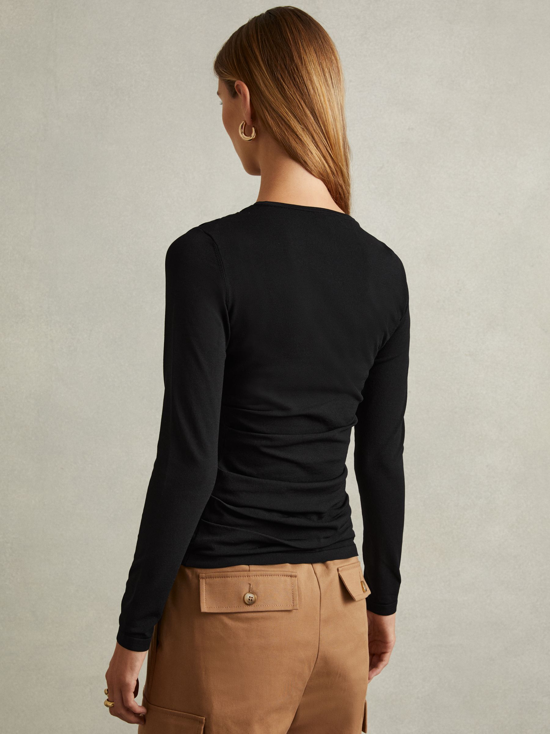 Draped Front Ruched Top in Black - Image 4 of 4