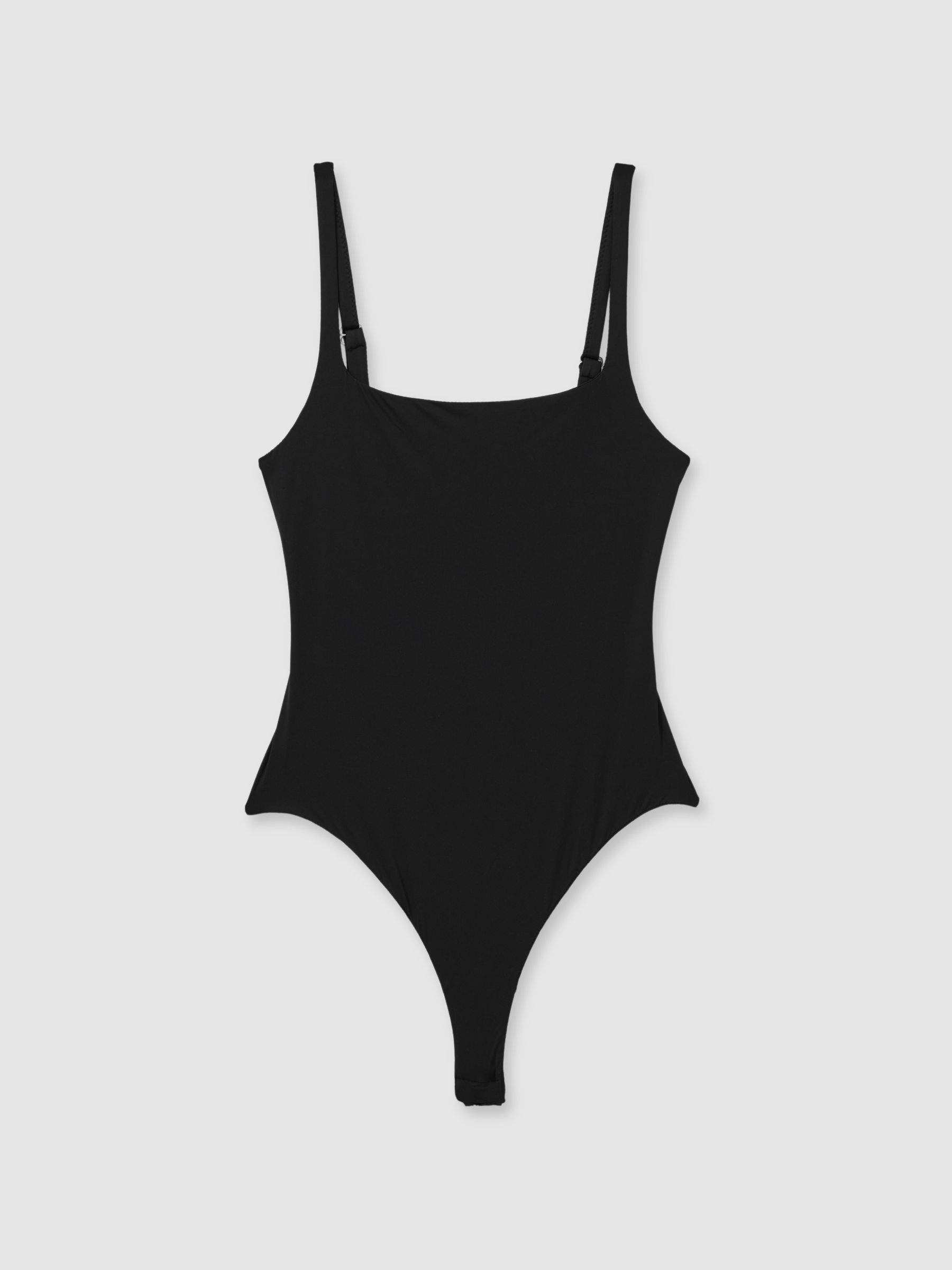 Seamless Square Neck Thong Bodysuit in Black - Image 2 of 6