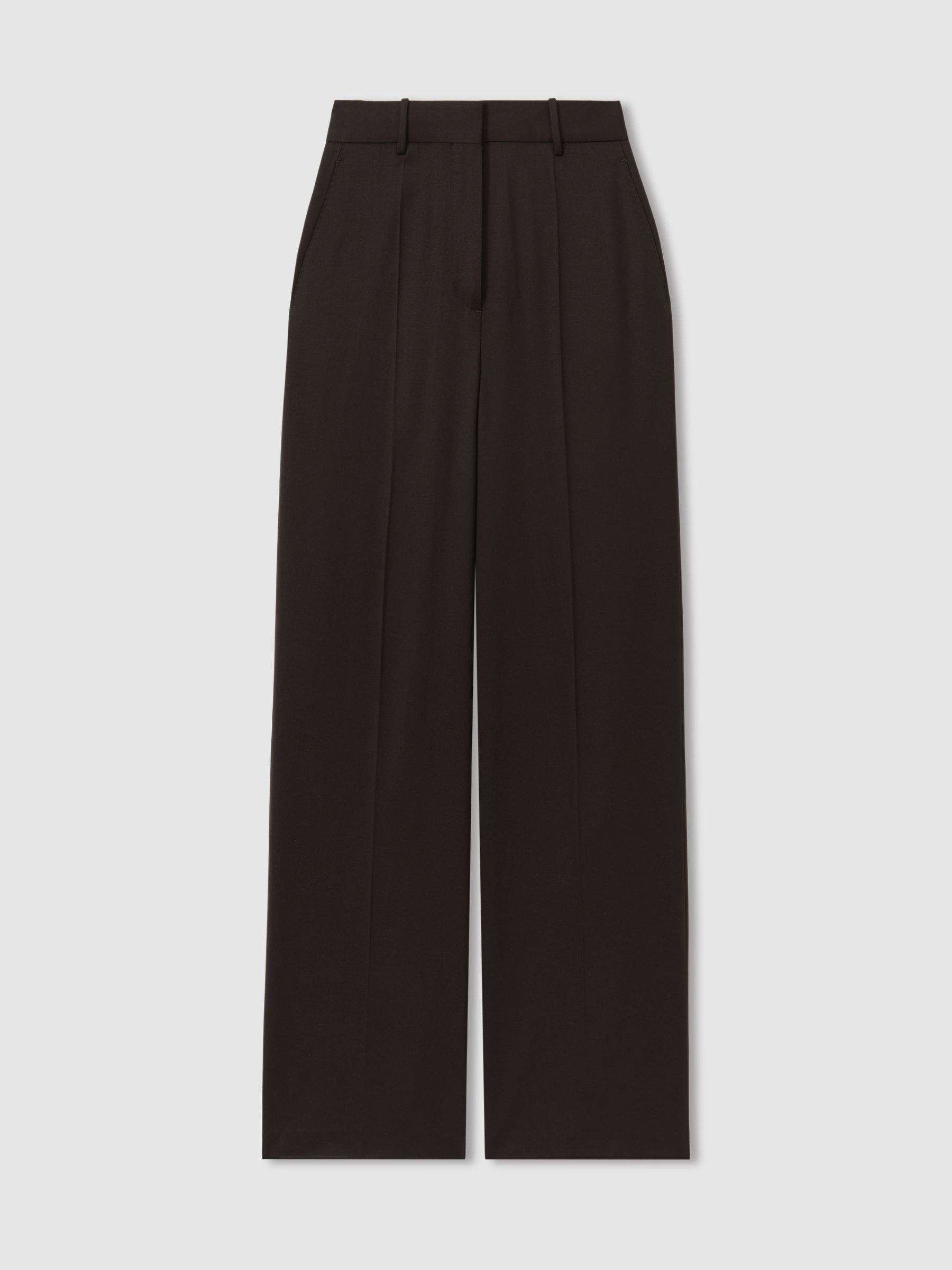 Evelyn Chocolate Wool Blend Wide Leg Suit Trousers - Image 2 of 5