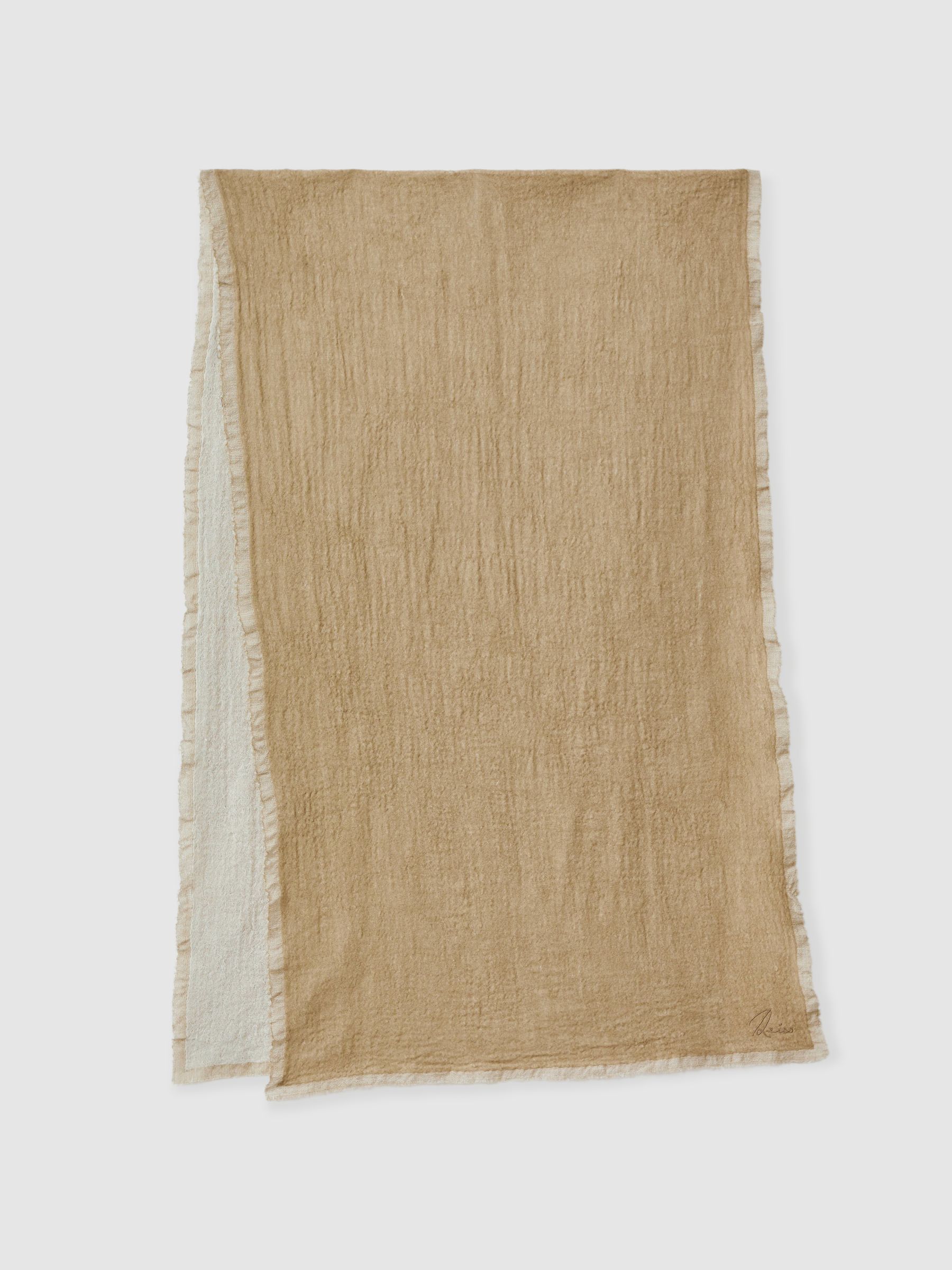 Wool Two-Tone Scarf in Khaki - Image 1 of 4
