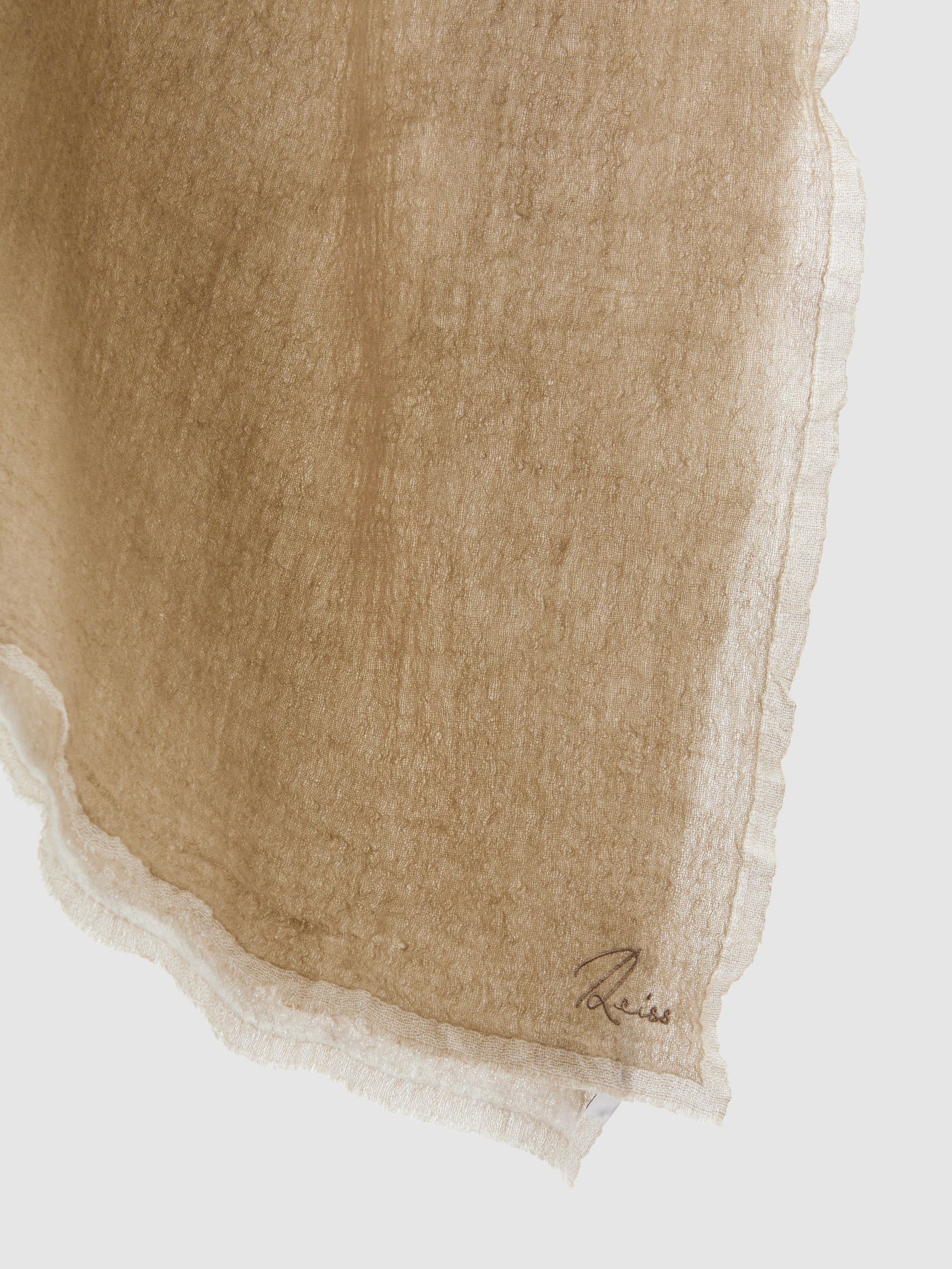 Wool Two-Tone Scarf in Khaki - Image 4 of 4