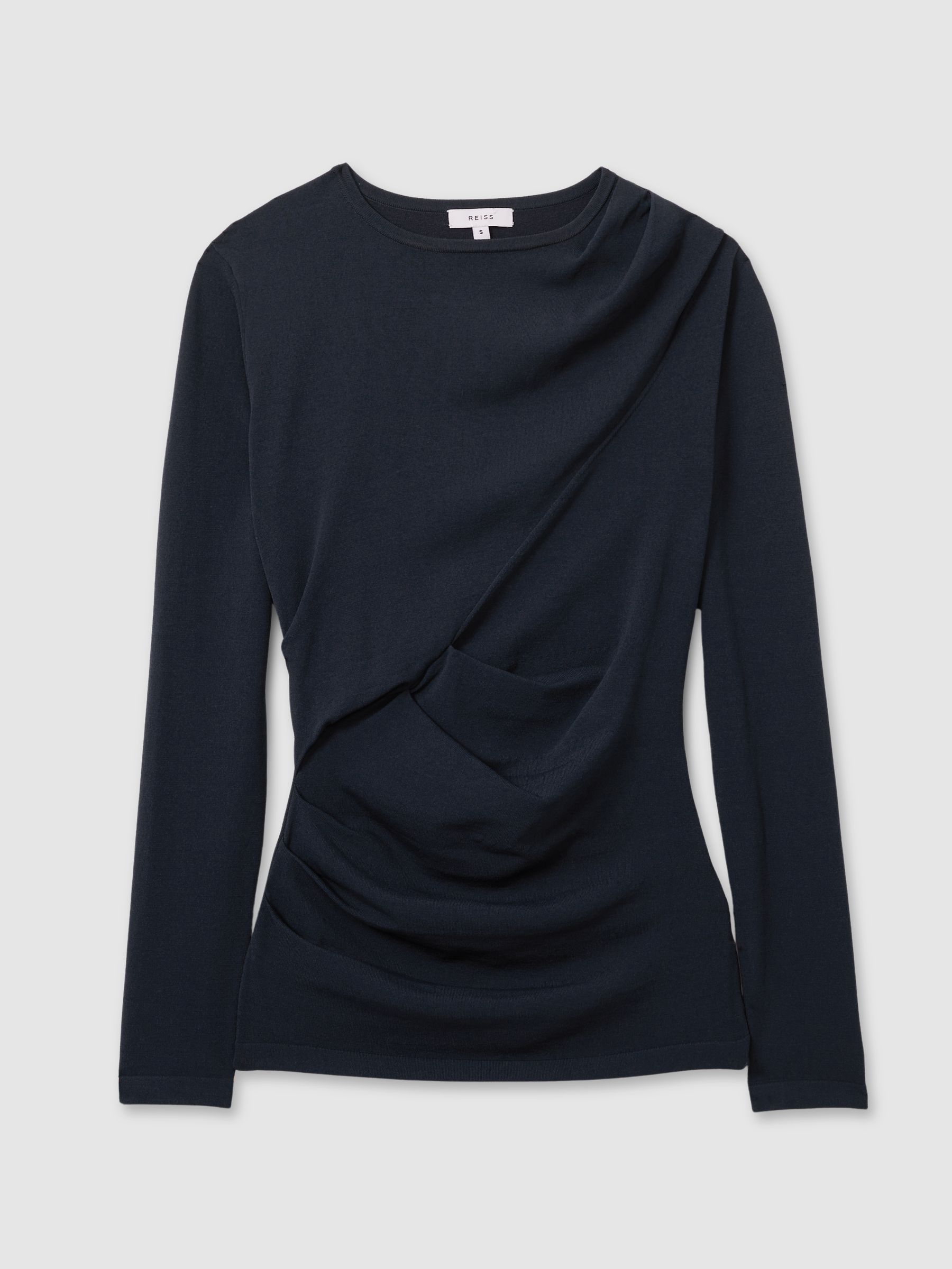 Draped Front Ruched Top in Teal - Image 2 of 5