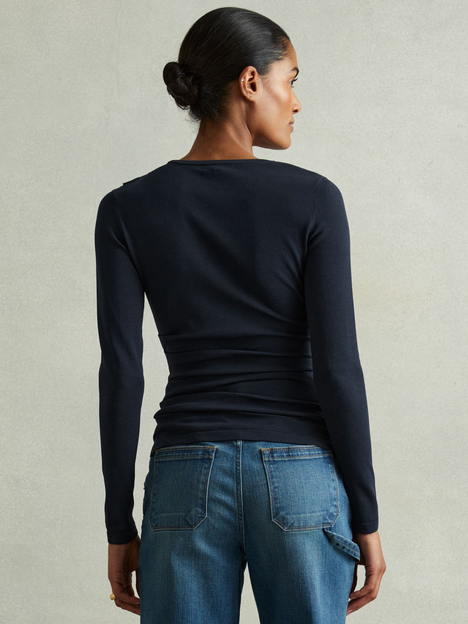 Draped Front Ruched Top in Teal - Image 4 of 5