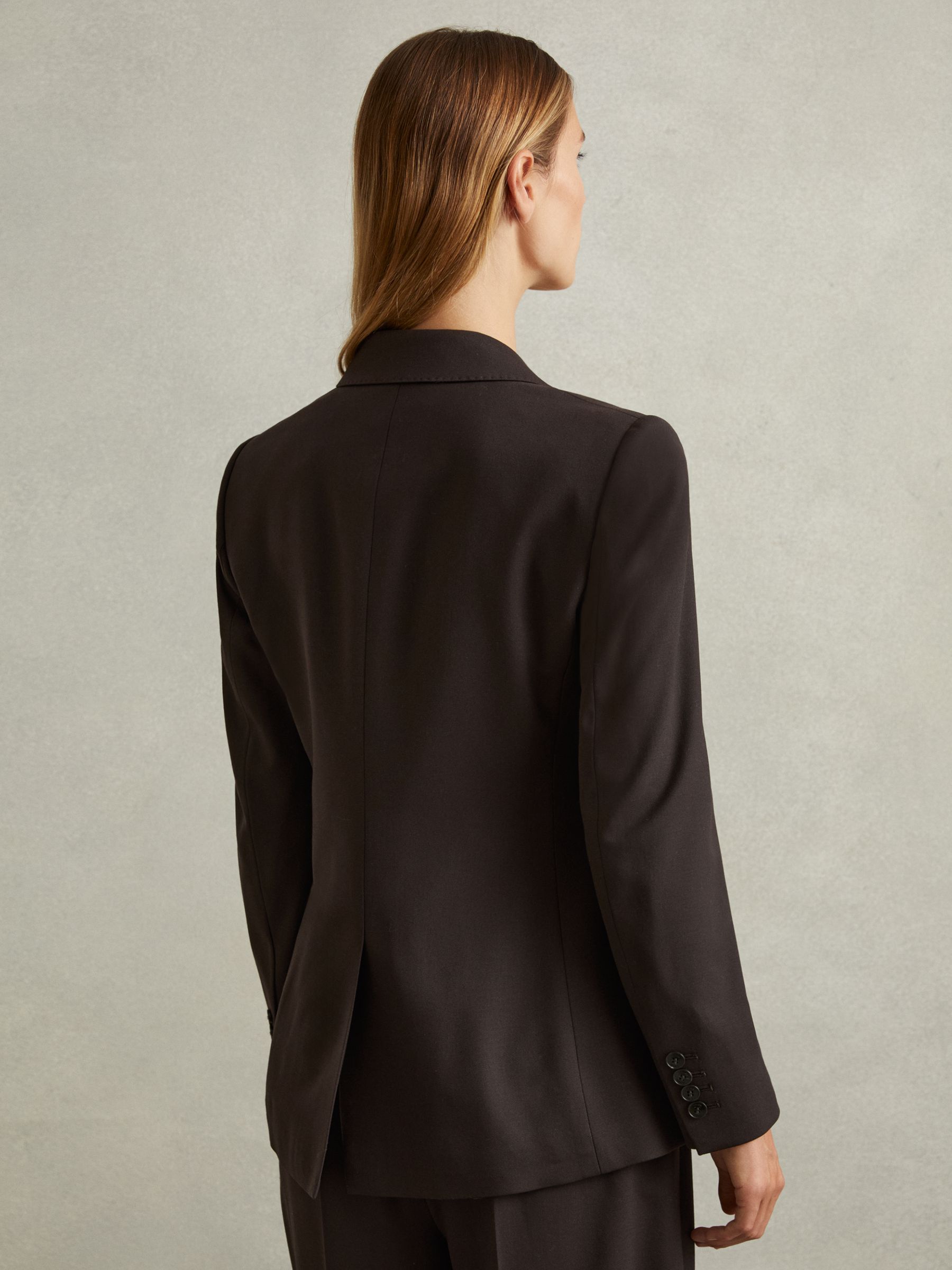 Evelyn Chocolate Wool Blend Double Breasted Suit Blazer - Image 5 of 7