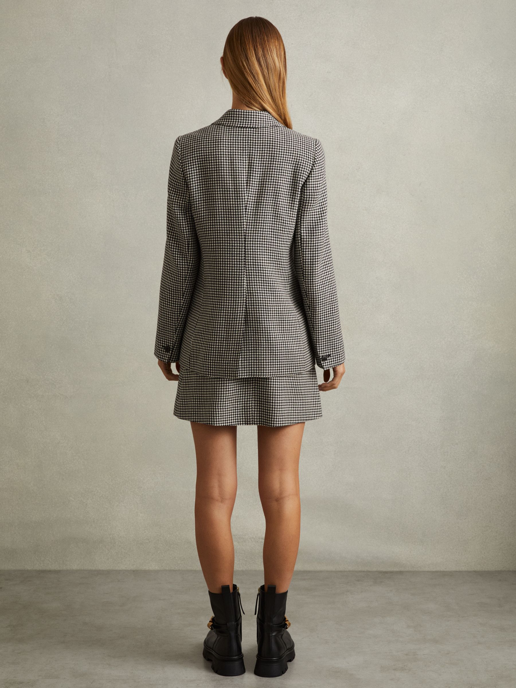 Wool Dogtooth Double Breasted Blazer in Black/White - Image 3 of 6