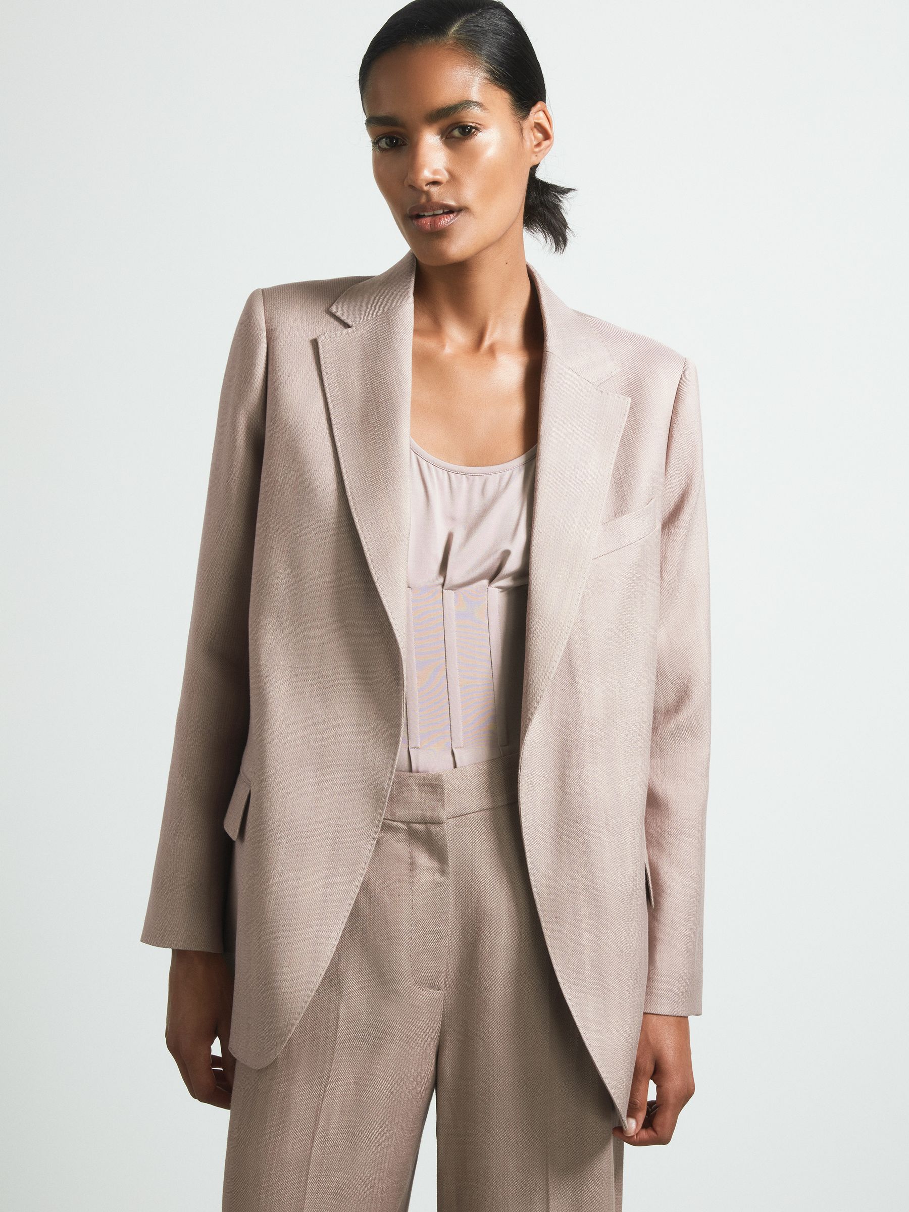 Atelier Tailored Double Breasted Suit Blazer in Pink - Image 3 of 7