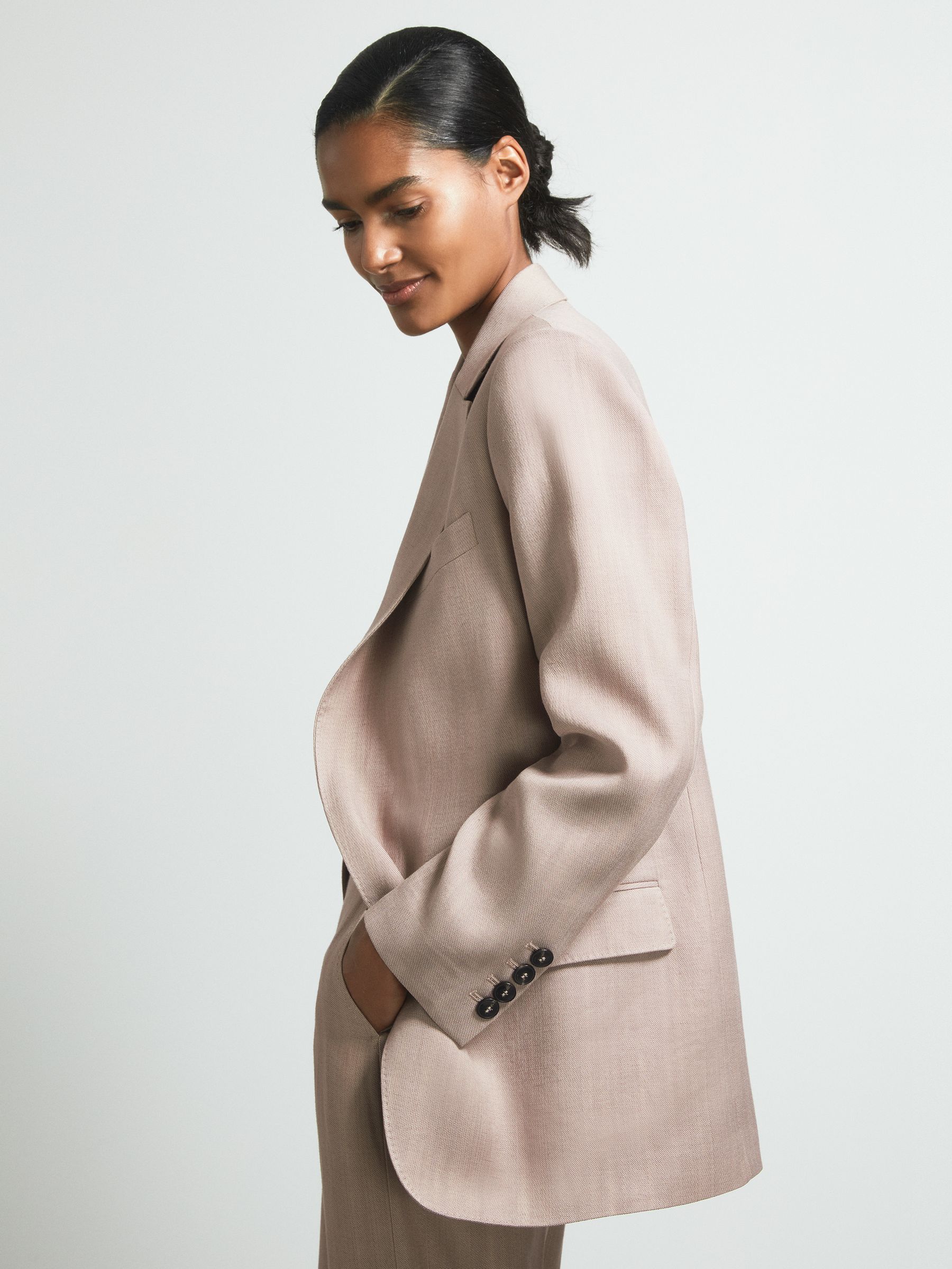 Atelier Tailored Double Breasted Suit Blazer in Pink - Image 4 of 7
