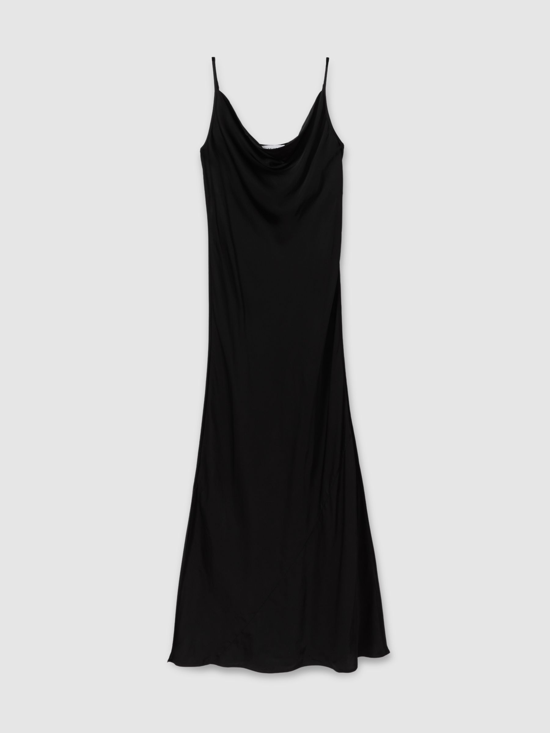 Satin Cowl Neck Midi Dress in Black - Image 2 of 5