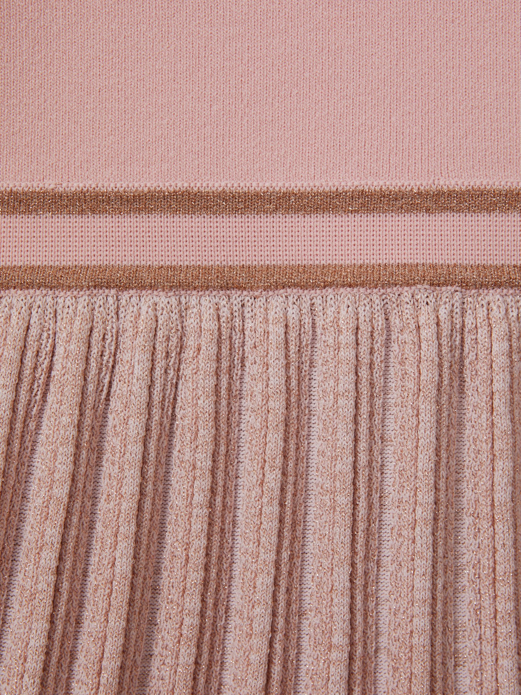 9-13 yrs Metallic Pleated Knitted Dress in Pink - Image 4 of 4