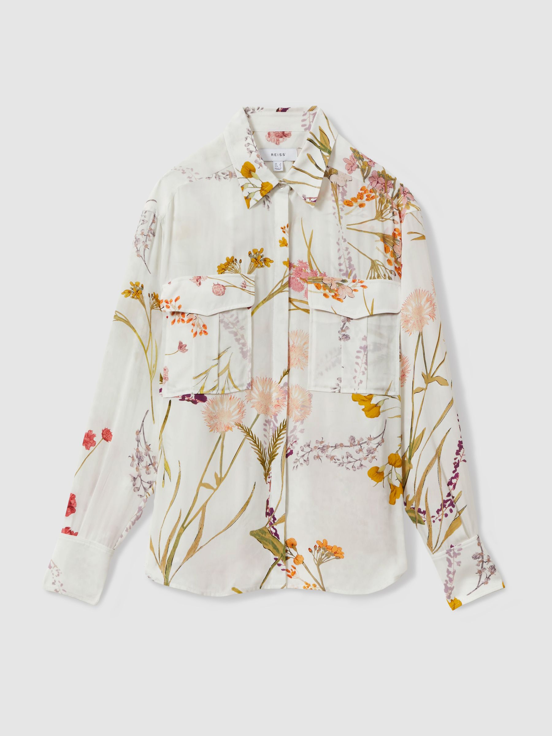 Relaxed Floral Print Shirt in Ivory - Image 2 of 5