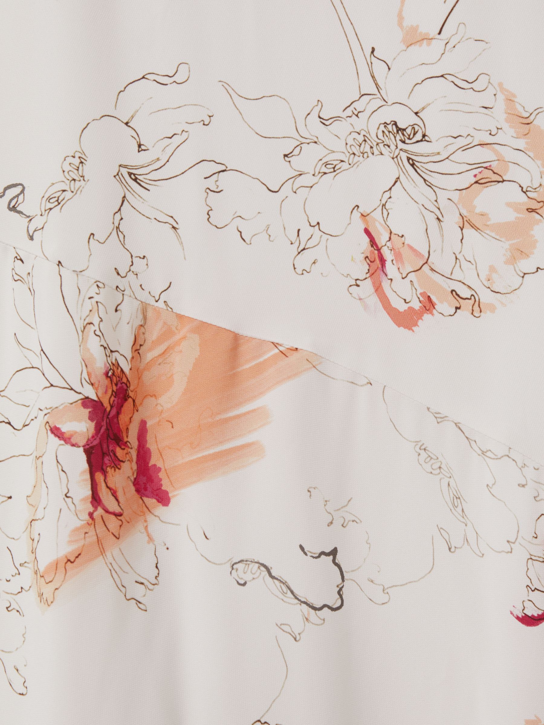 Melody Ivory/Coral Floral Print Side Split Midi Dress - Image 5 of 5