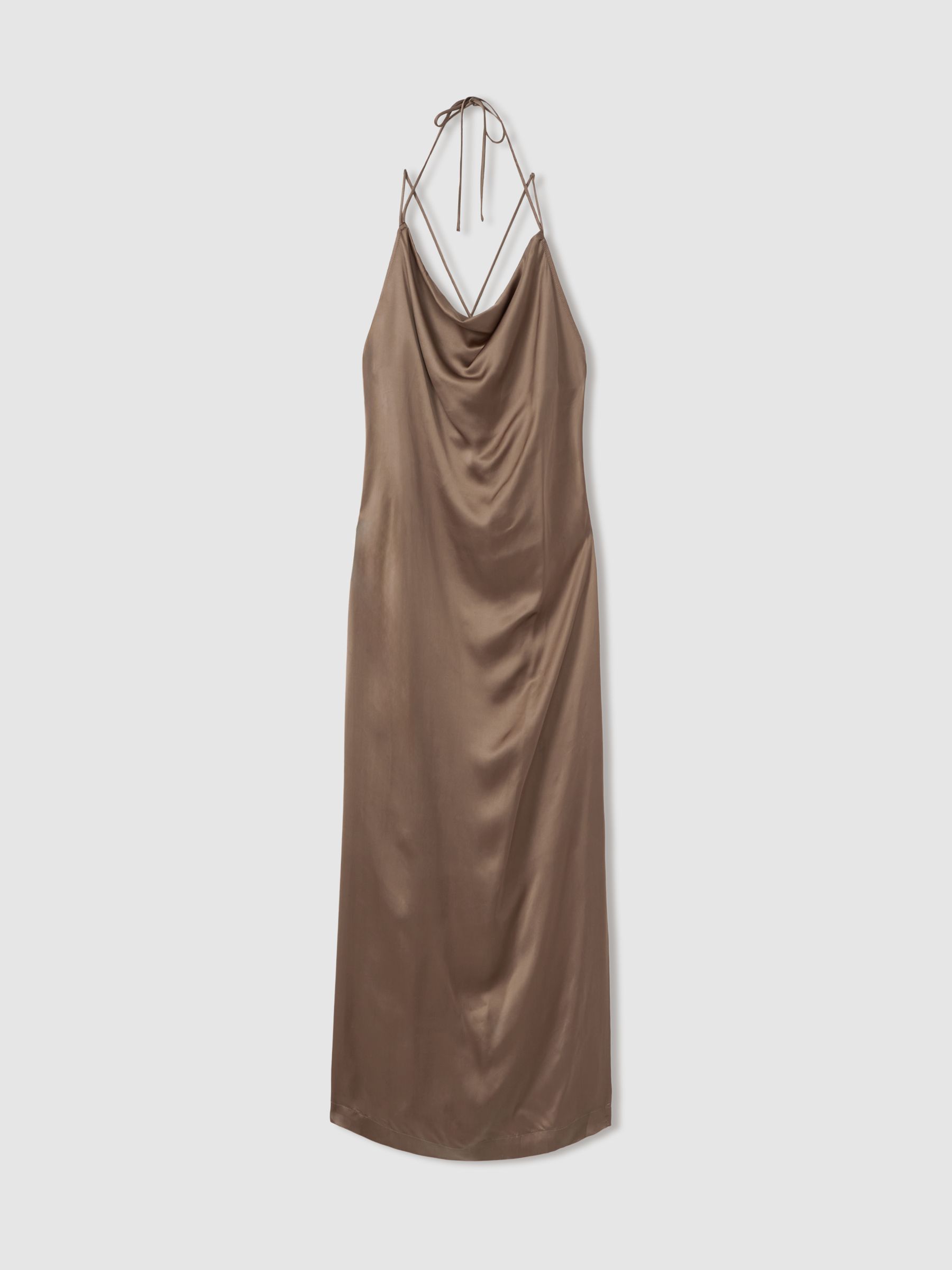 Satin Cowl Neck Maxi Dress in Mink - Image 2 of 5