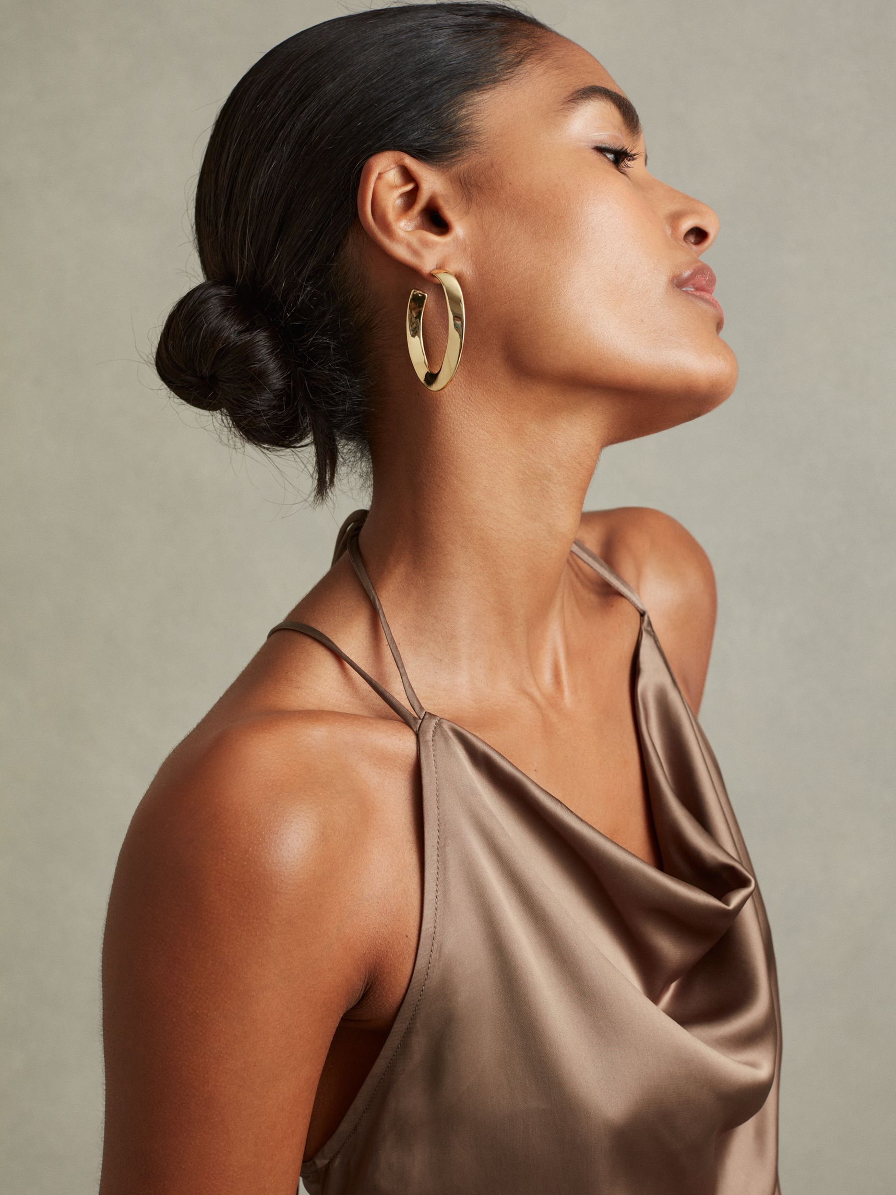 Satin Cowl Neck Maxi Dress in Mink - Image 3 of 5