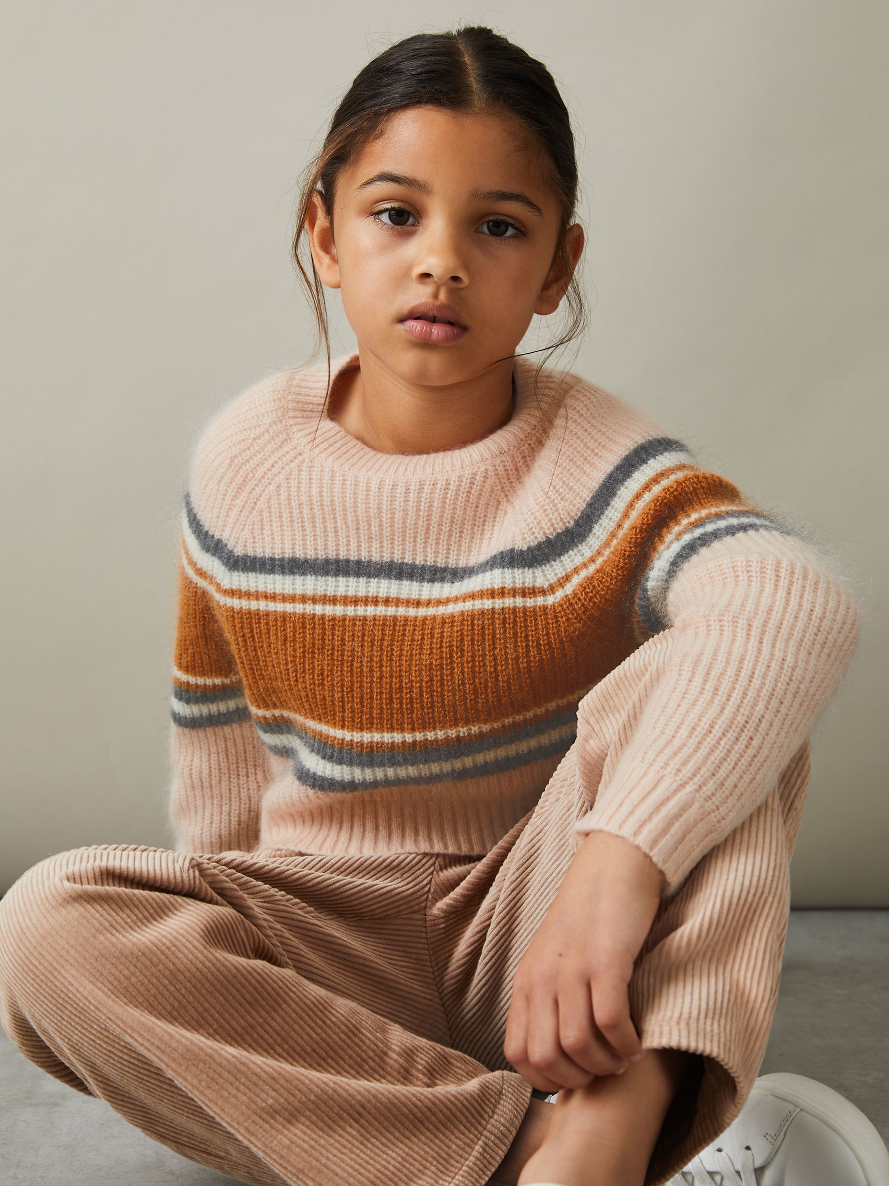 3-9 yrs Colourblock Striped Jumper in Pink - Image 3 of 4