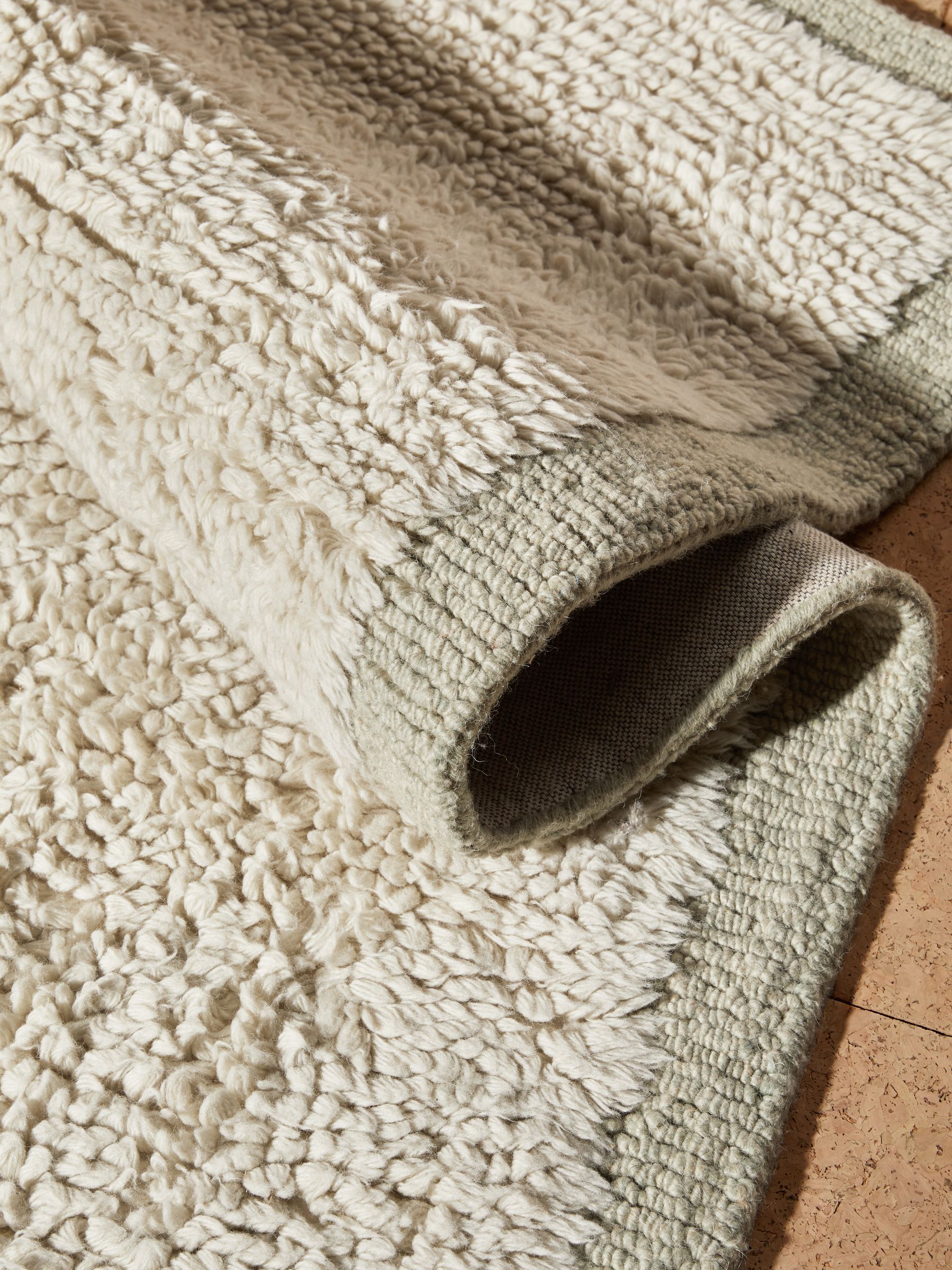 Kurt Wool Berber Rug in White/Aqua - Image 3 of 4