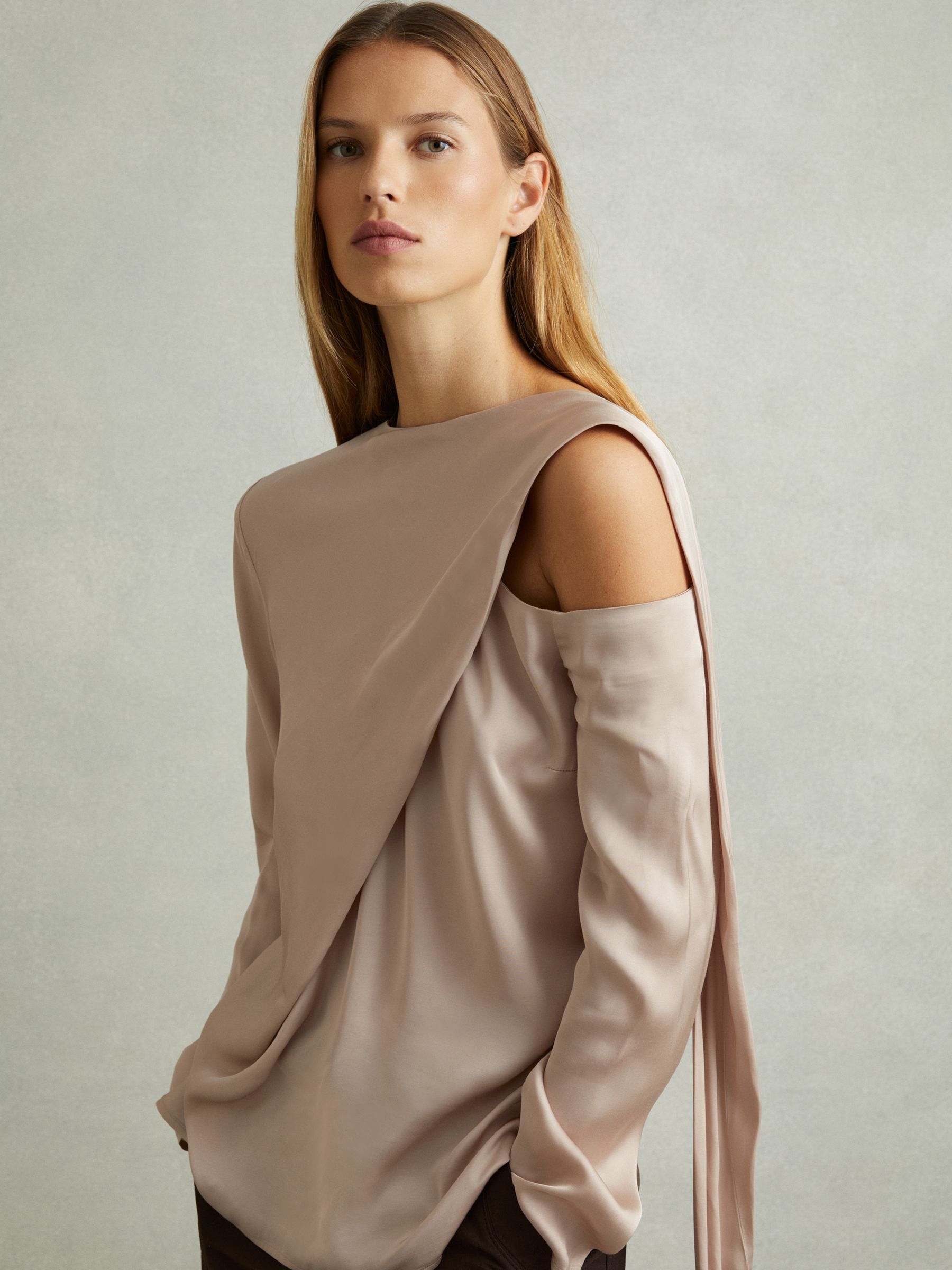 Off-The-Shoulder Drape Top in Blush - Image 1 of 6