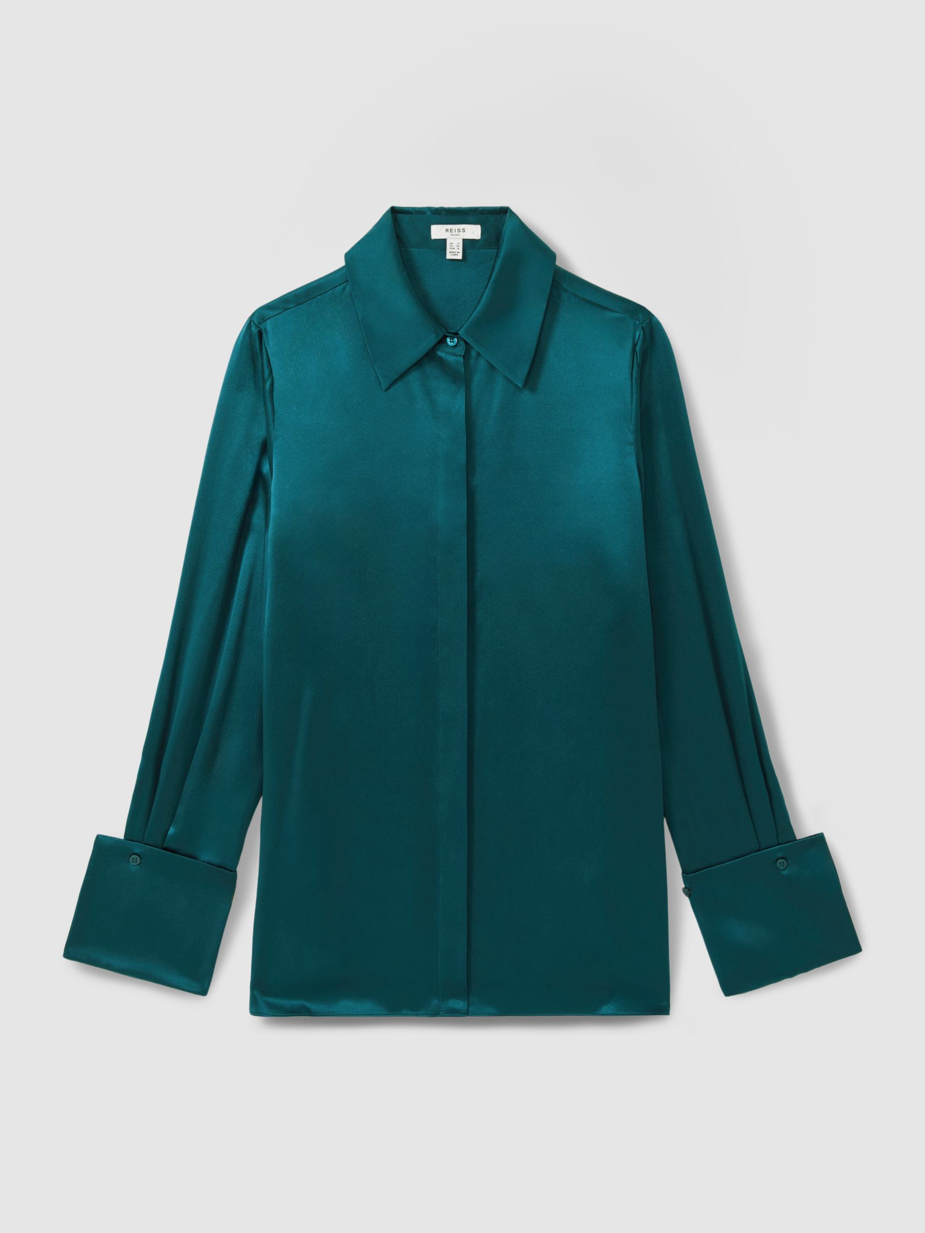 Silk Shirt in Teal - Image 2 of 6