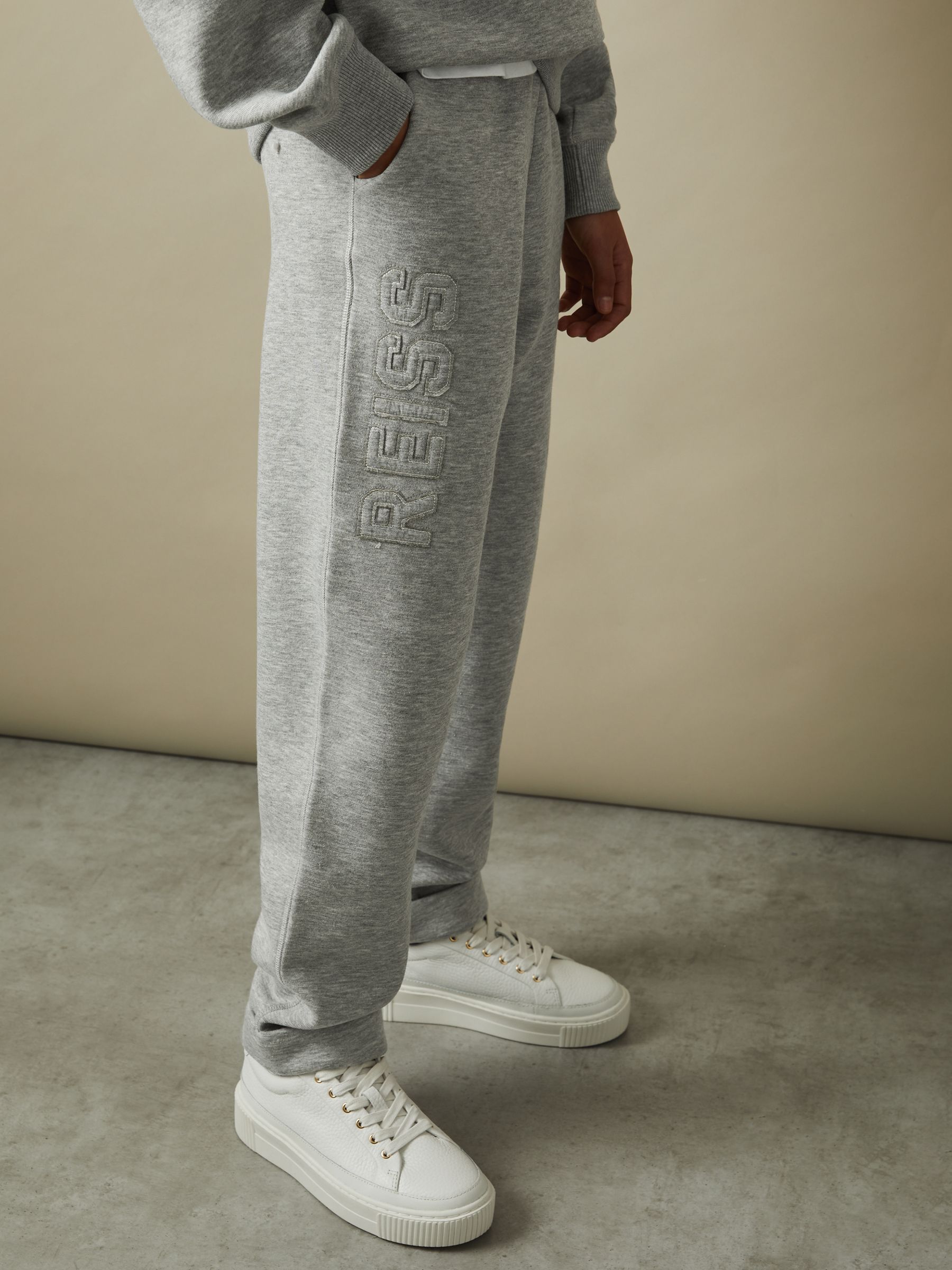 9-13 yrs Applique Logo Sweat Joggers in Grey - Image 1 of 5