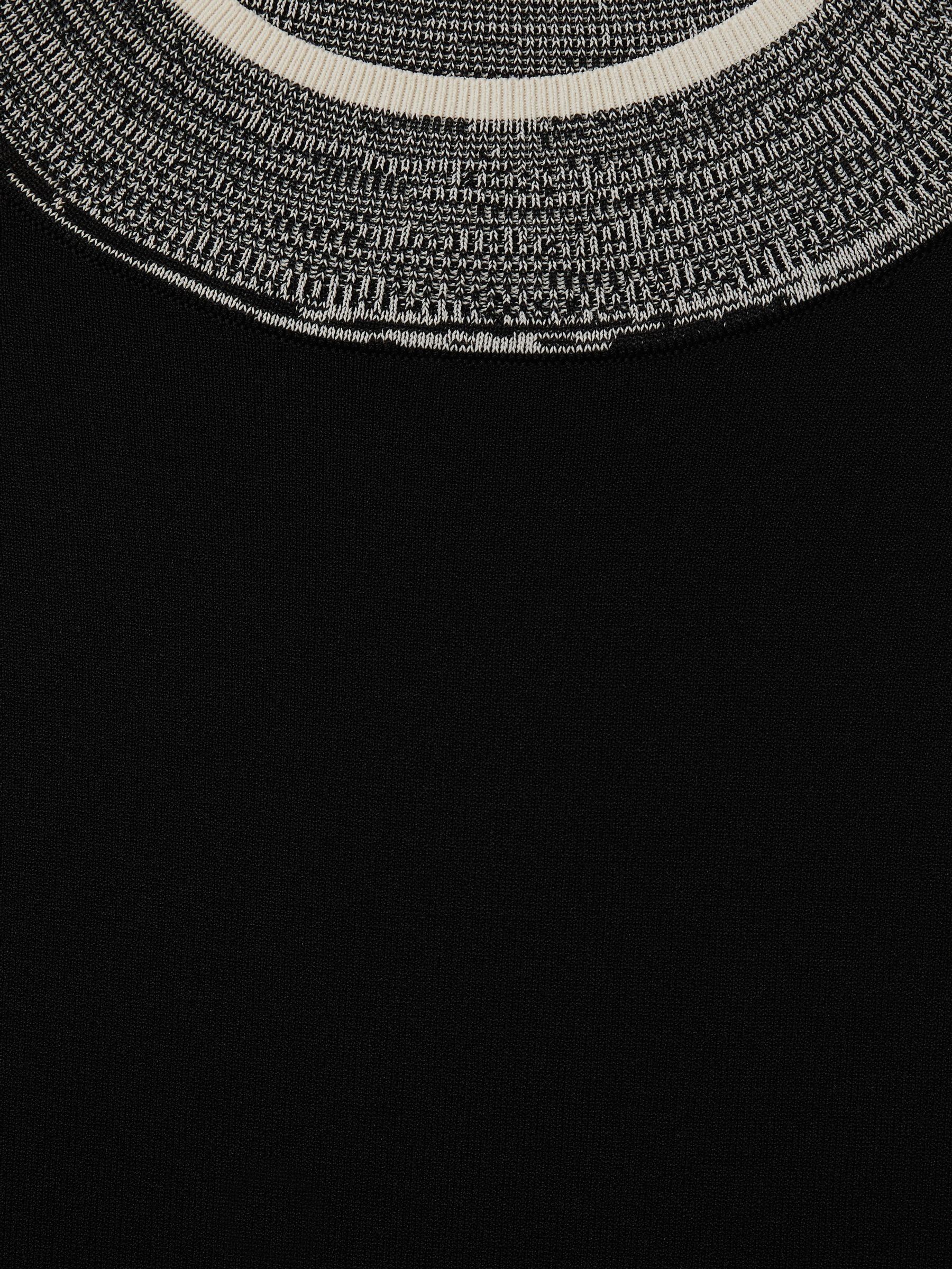 Knitted Contrast High Neck Jumper in Black/Cream - Image 5 of 5