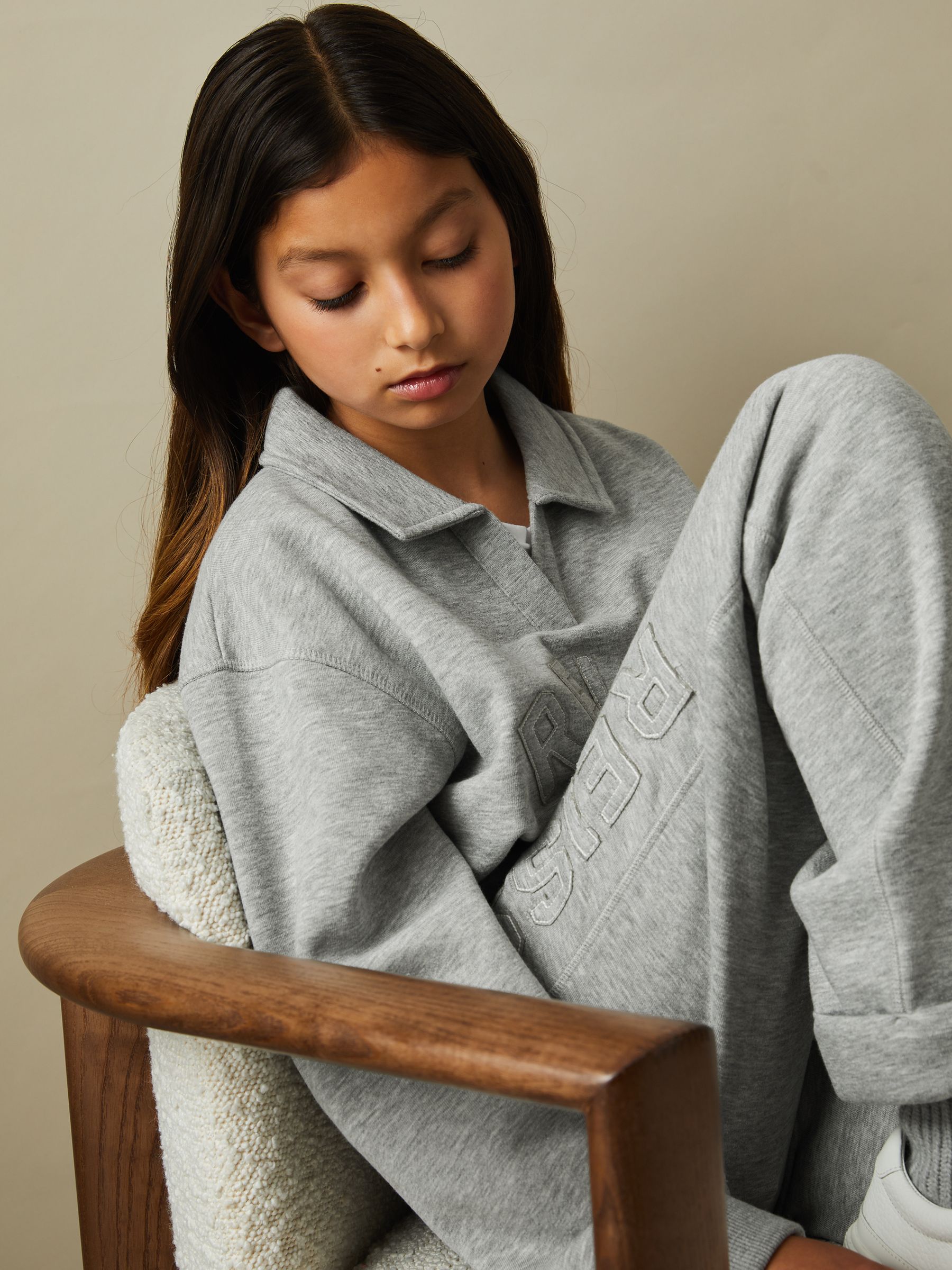 9-13 yrs Applique Logo Sweatshirt in Grey - Image 4 of 5