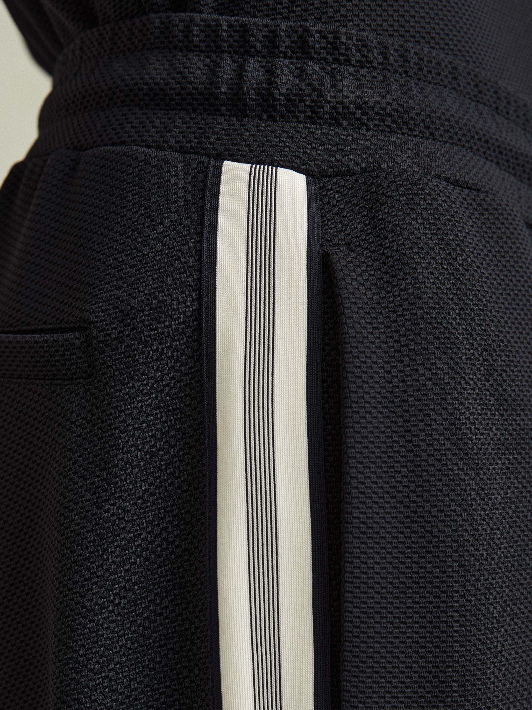 Textured Contrast Side Drawstring Shorts in Navy - Image 3 of 6