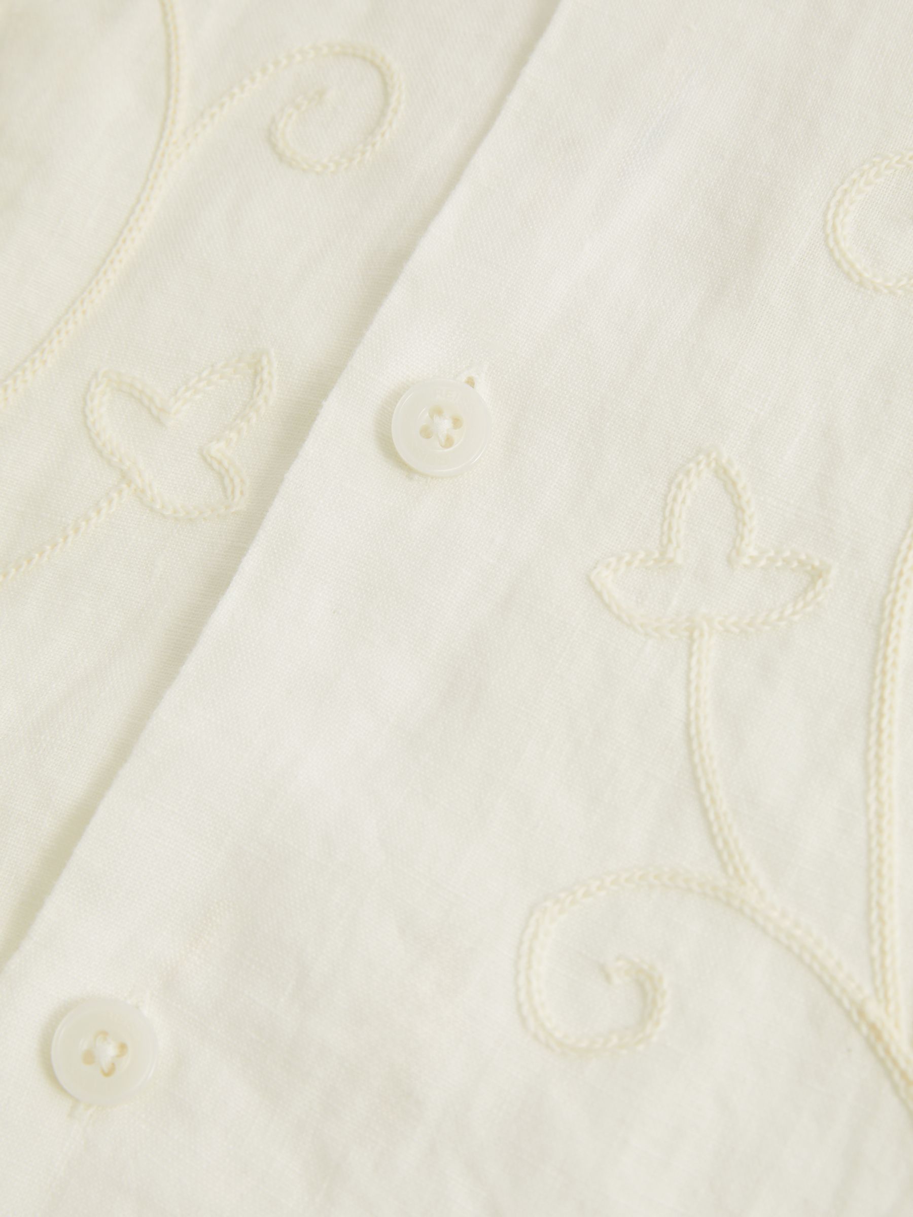 Linen Embroidered Cuban Collar Shirt in White - Image 5 of 5