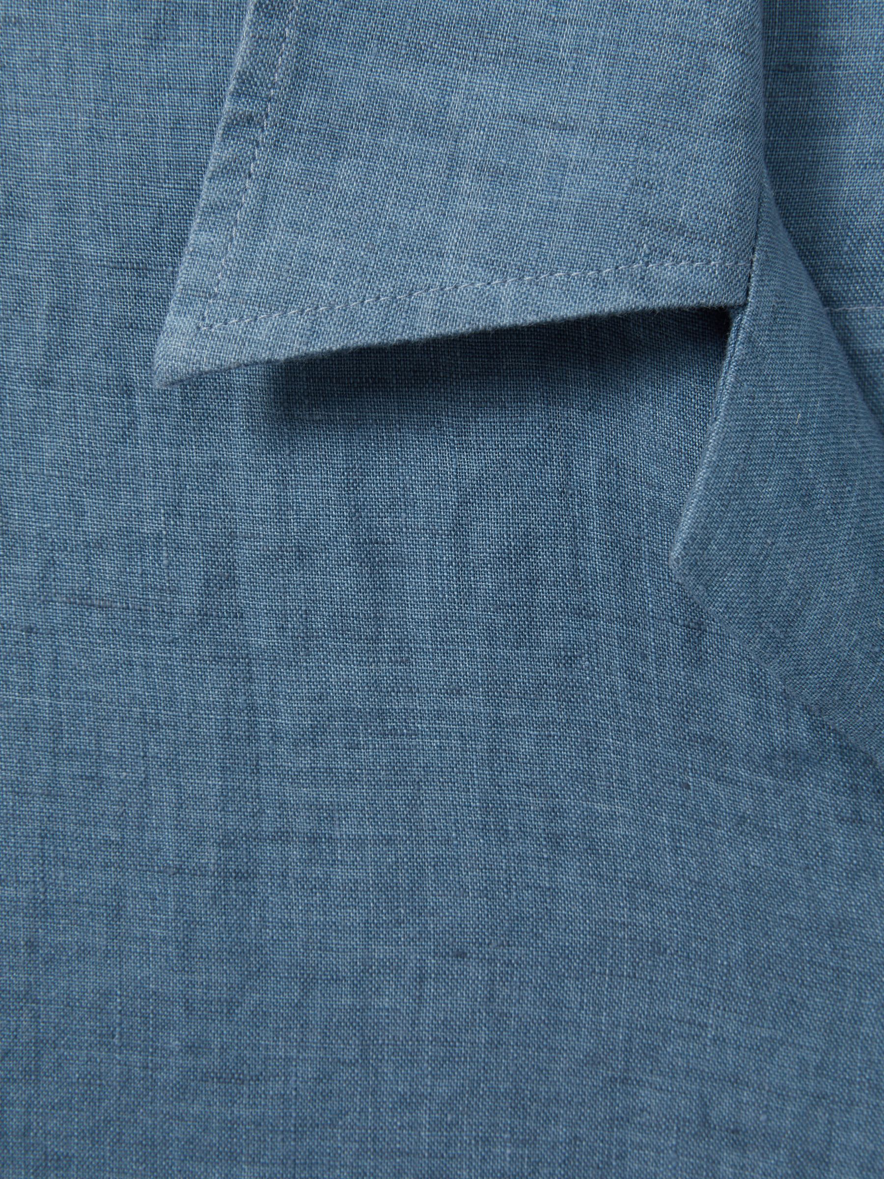 Relaxed Linen Cuban Collar Shirt in Denim Blue - Image 6 of 6