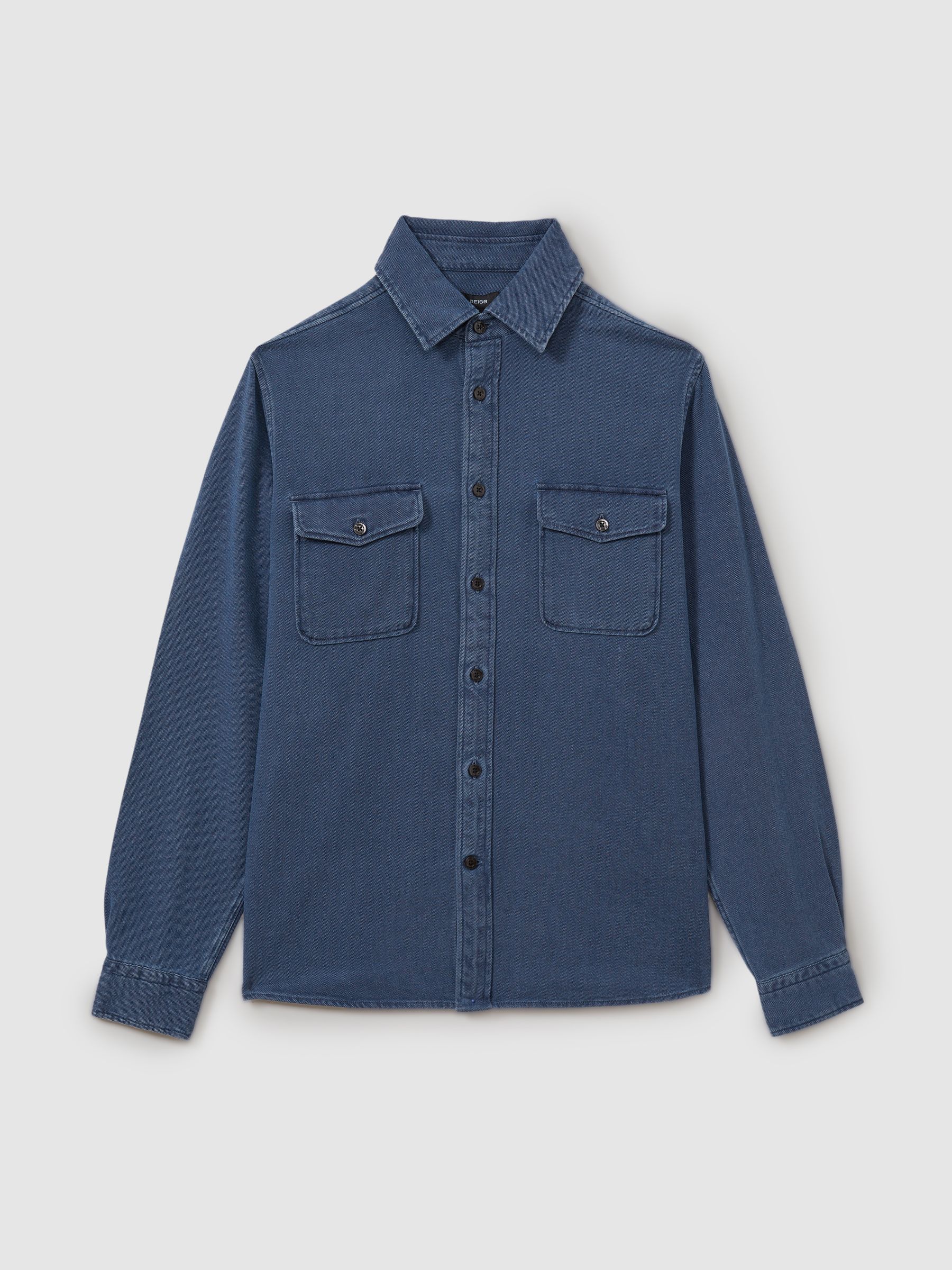 Mcilroy Indigo Blue Textured Denim Overshirt - Image 2 of 6