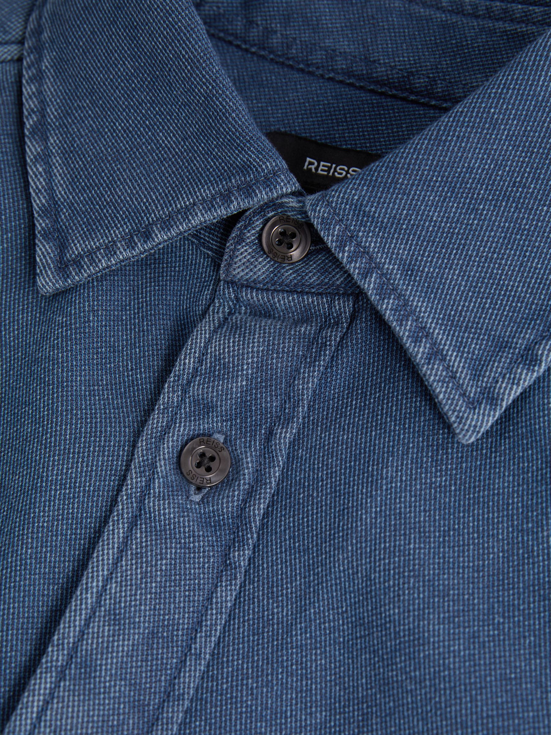 Mcilroy Indigo Blue Textured Denim Overshirt - Image 5 of 6