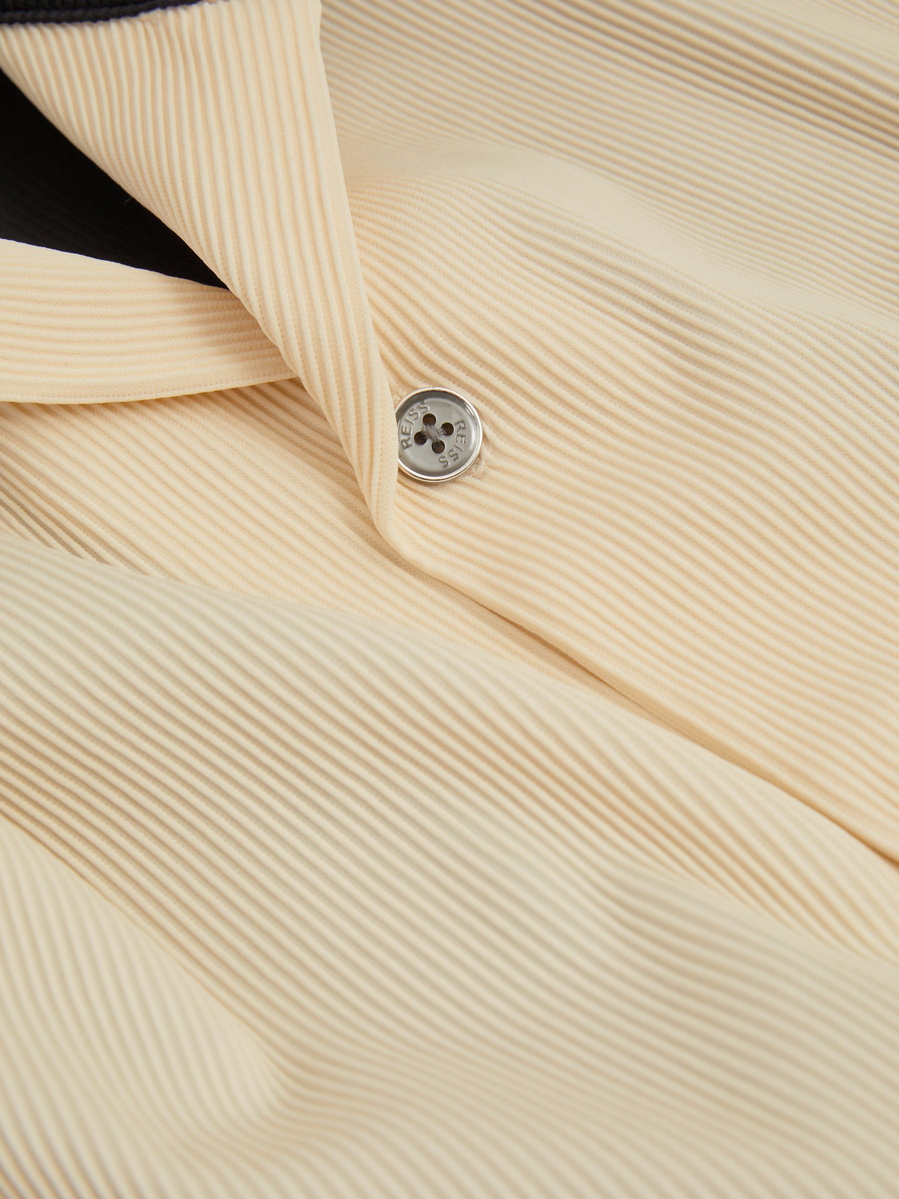 Oversized Plisse Cuban Collar Shirt in Off White/Navy - Image 6 of 6