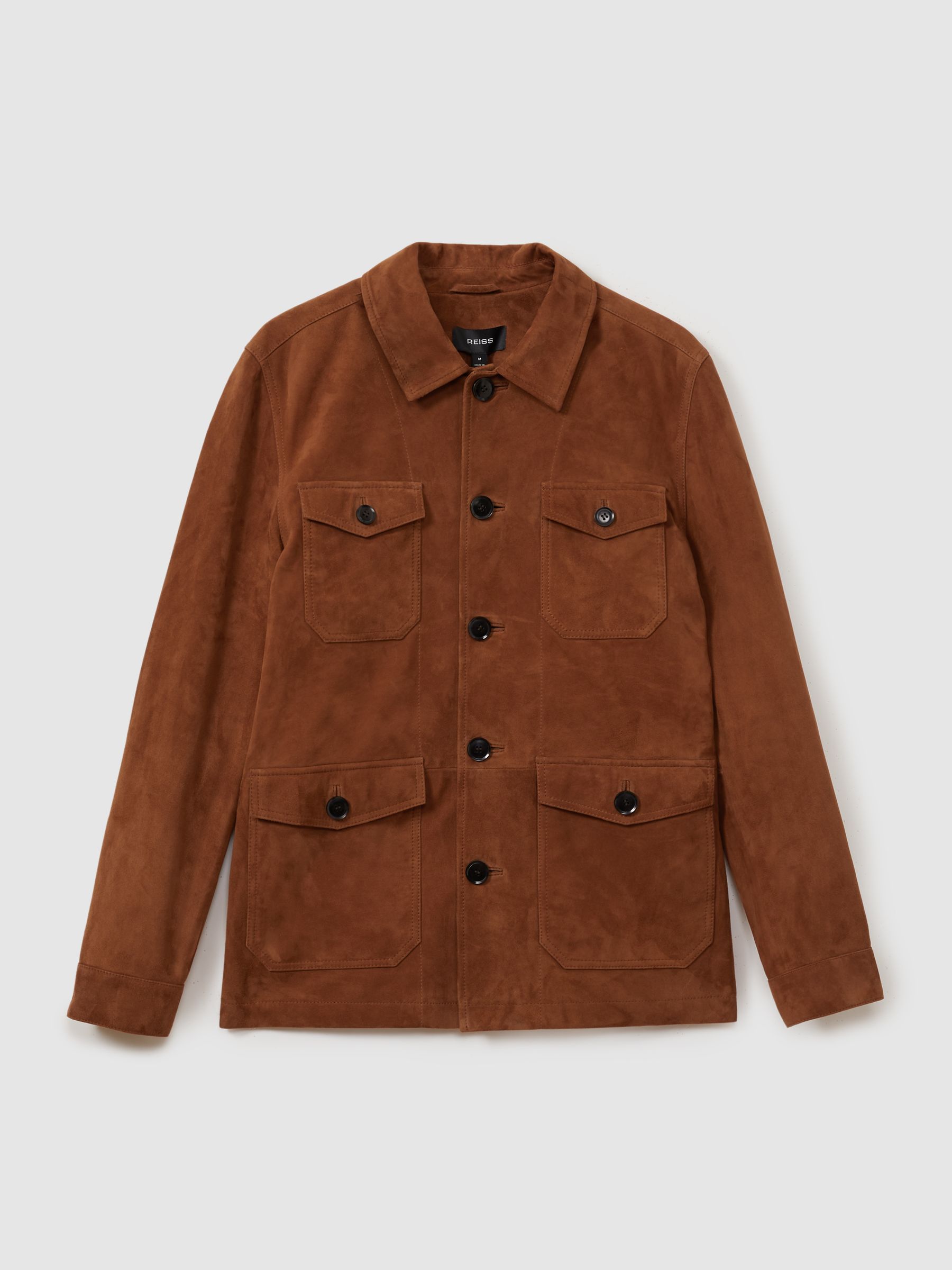 Clock Tobacco Brown Suede Front Pocket Jacket - Image 2 of 6