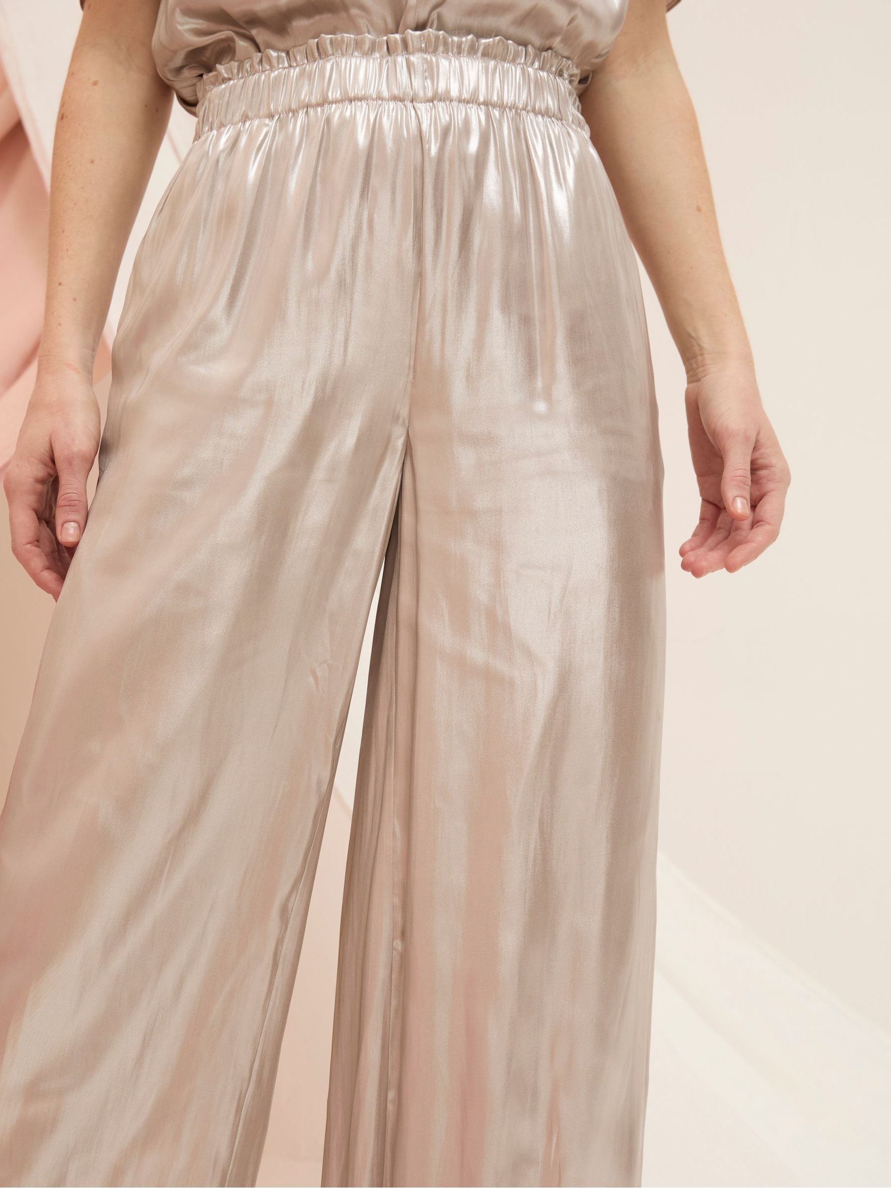 Yvette Silver Wide Leg Trousers - Image 2 of 6
